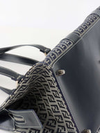 Fendi Vintage Navy Zucchino Canvas Boston Bag