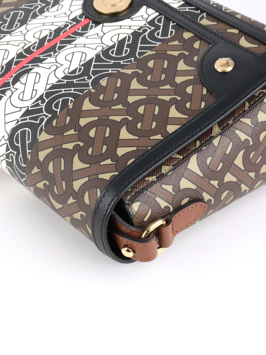 Burberry Monogram Stripe E-Canvas Note Crossbody Bag