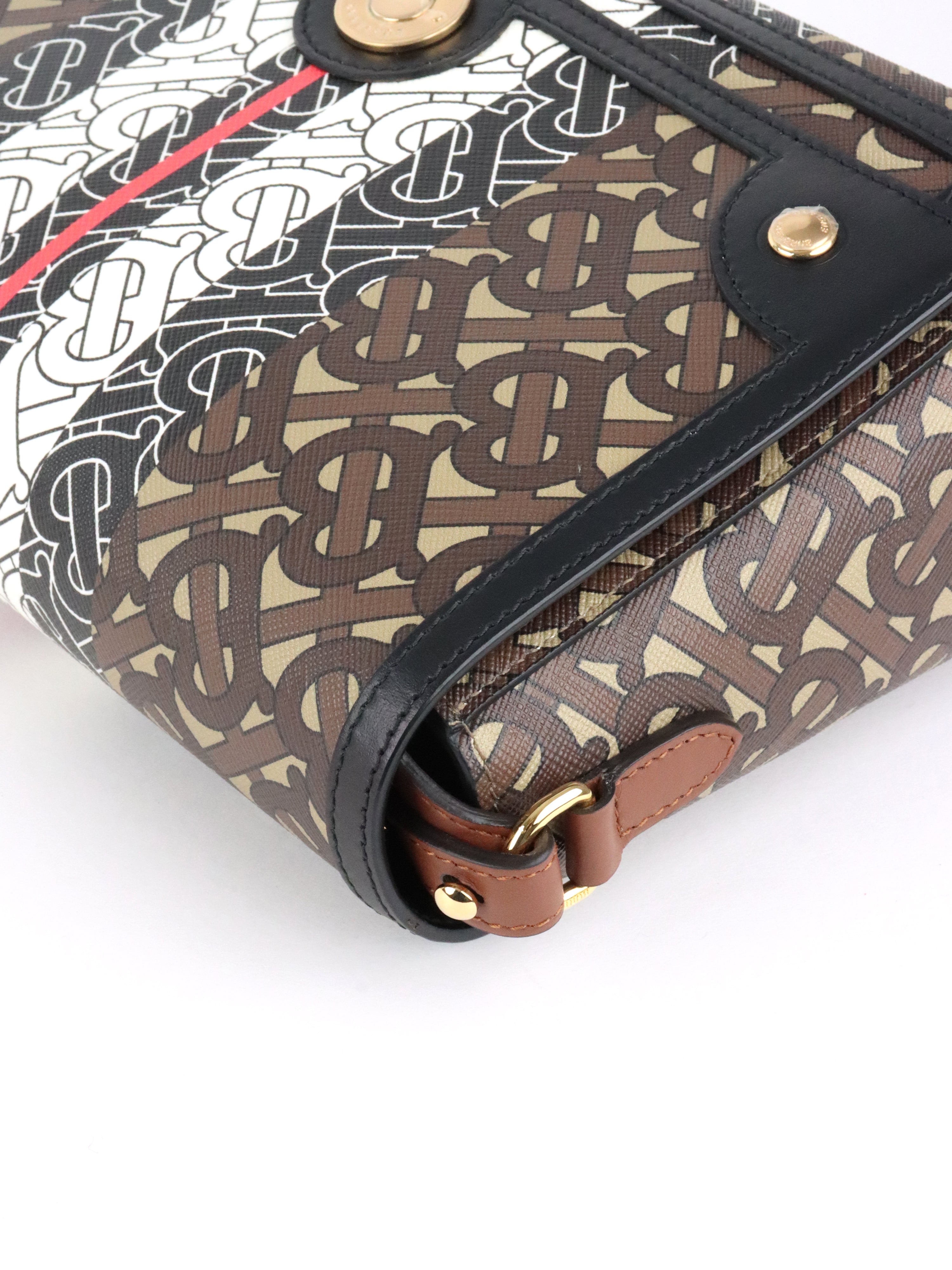 Burberry Monogram Stripe E-Canvas Note Crossbody Bag