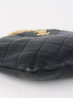 Chanel Black Lambskin with Pearl Crown Top Handle Clutch