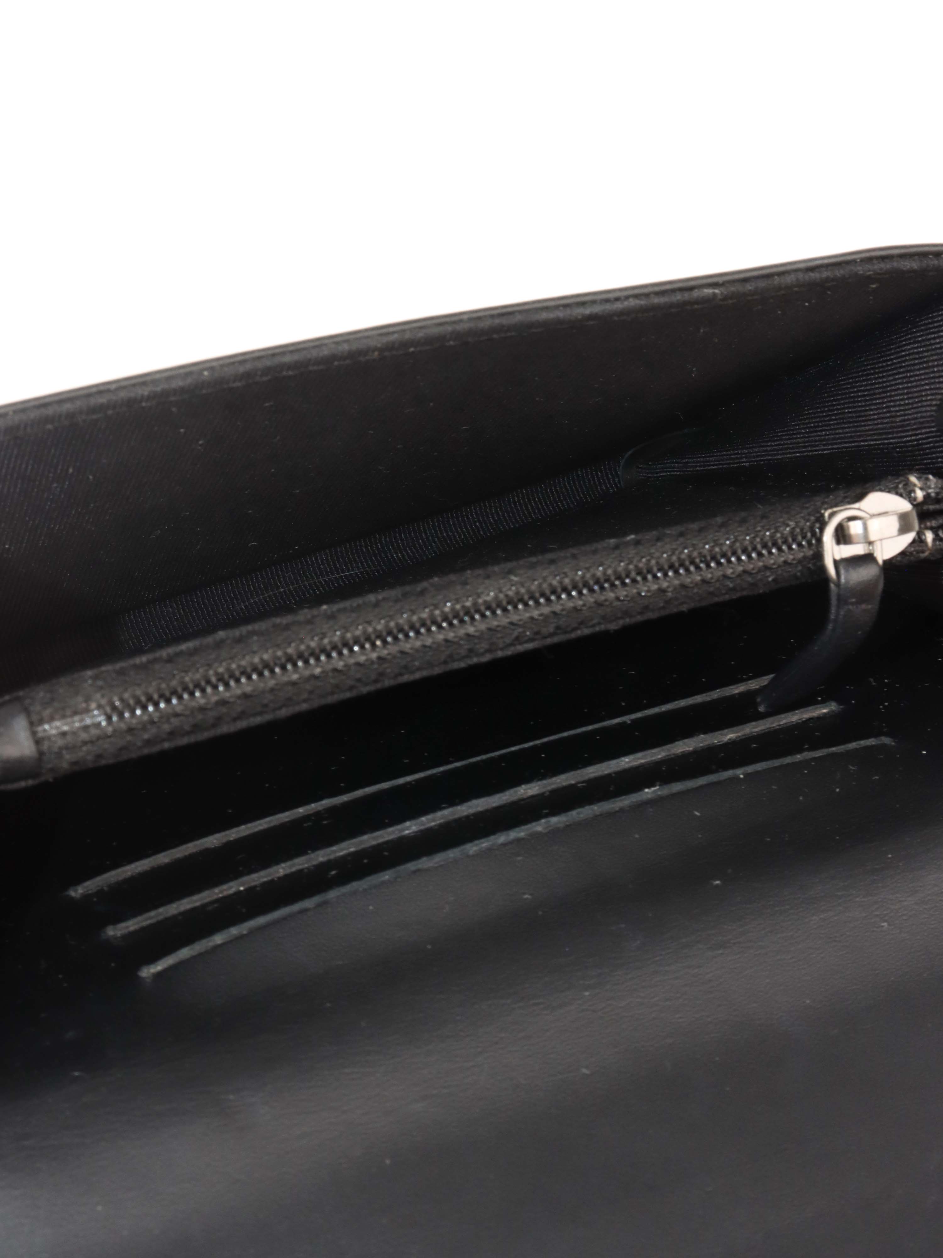 Chanel Black Quilted Patent Leather Flap Wallet
