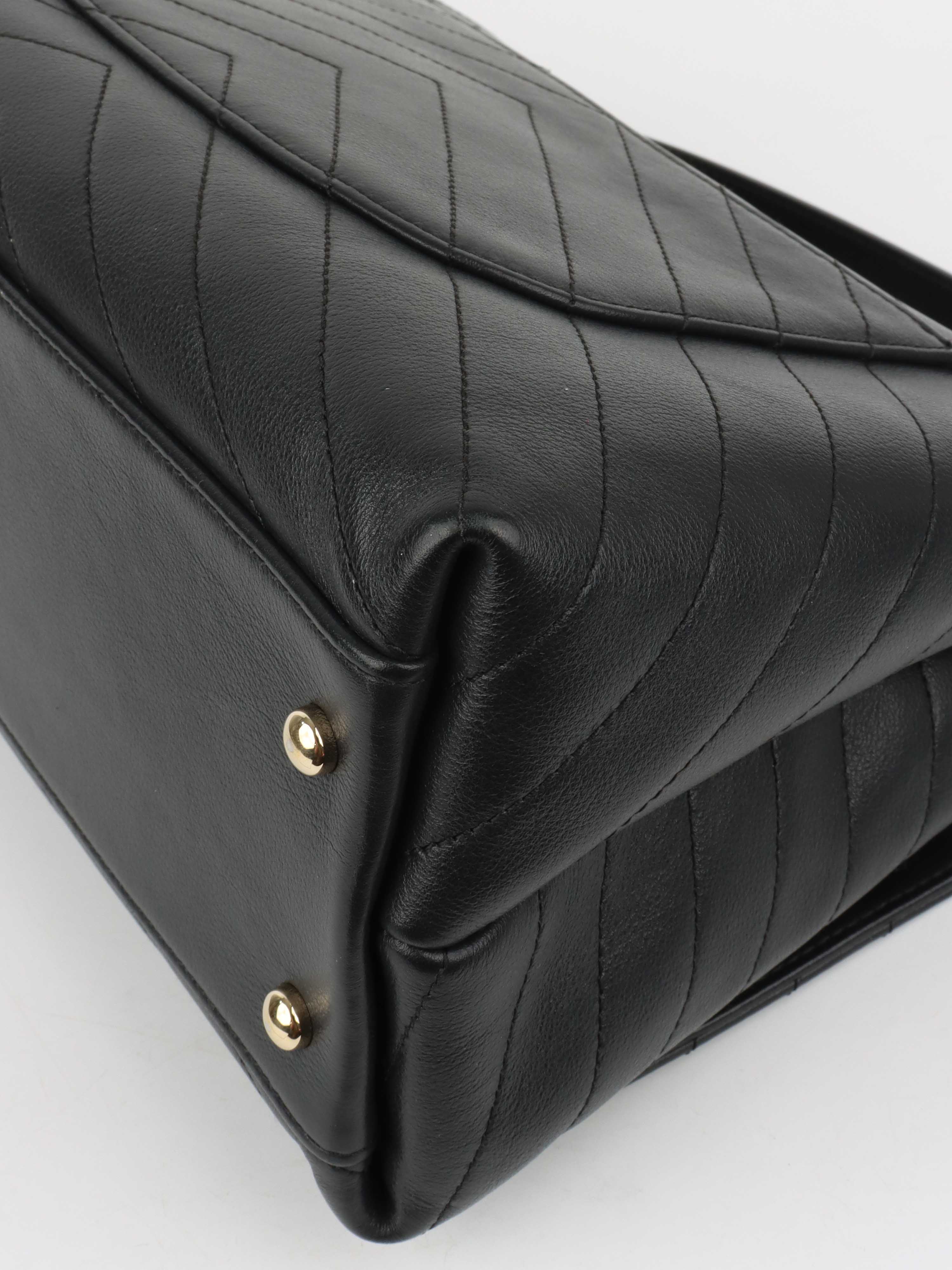 Chanel Black Chevron Chic Top Handle Flap Bag LGHW.