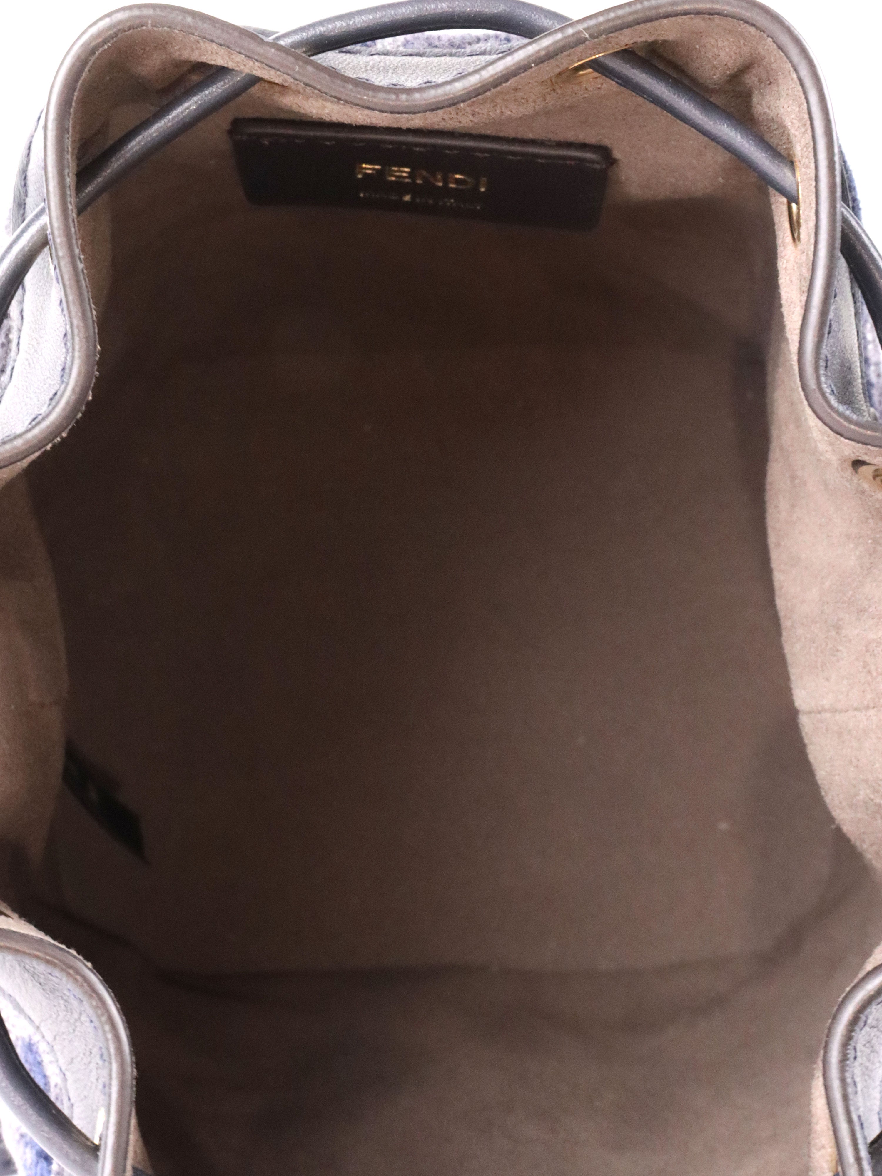 Fendi Mini Navy Fabric Mon Tresor Bucket Bag
