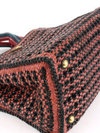Prada Red/Black Madras Woven Leather Tote Bag