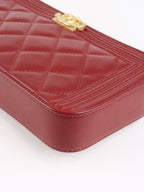 Chanel Burgundy Lambskin Double Zip Wallet on Chain