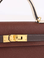 Hermes Mini Kelly Tricolour Terre/Ebene/Craie Stamp K