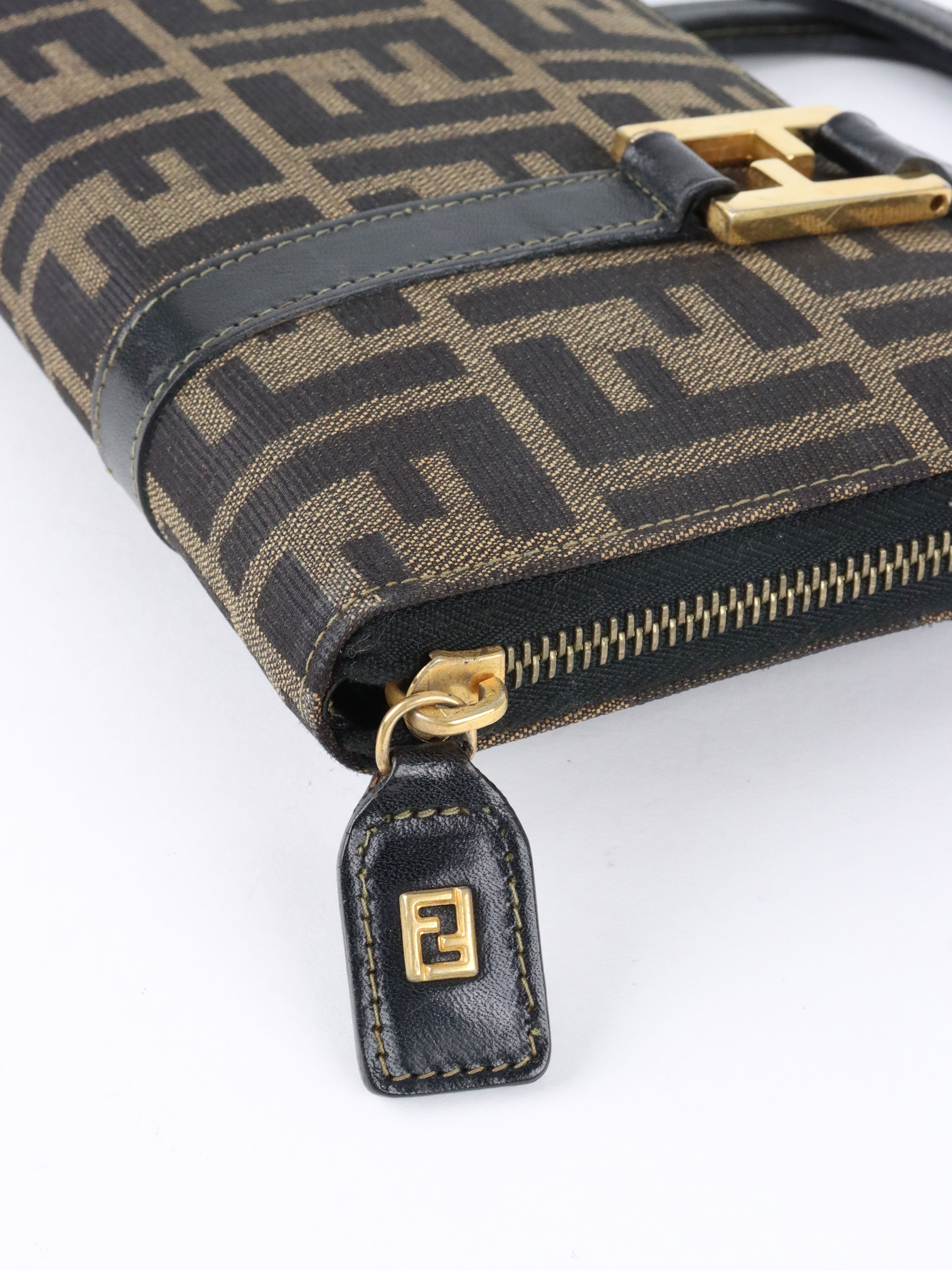 Fendi Vintage Zucca Canvas Top Handle Wallet Bag