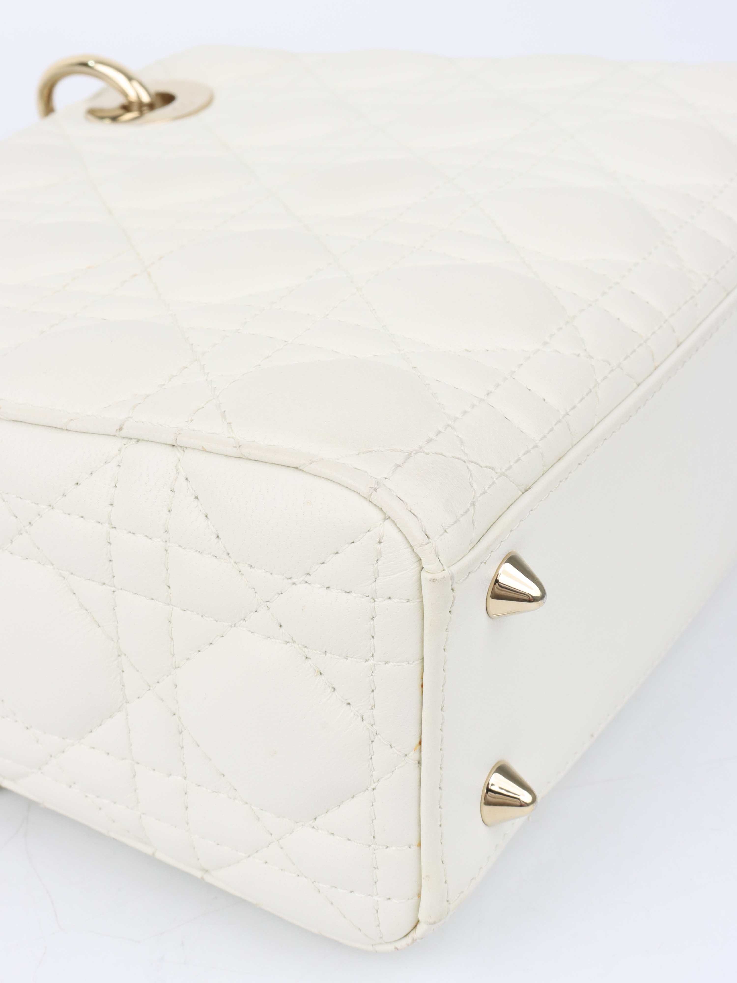 Dior White Small Lady Dior Bag GHW.