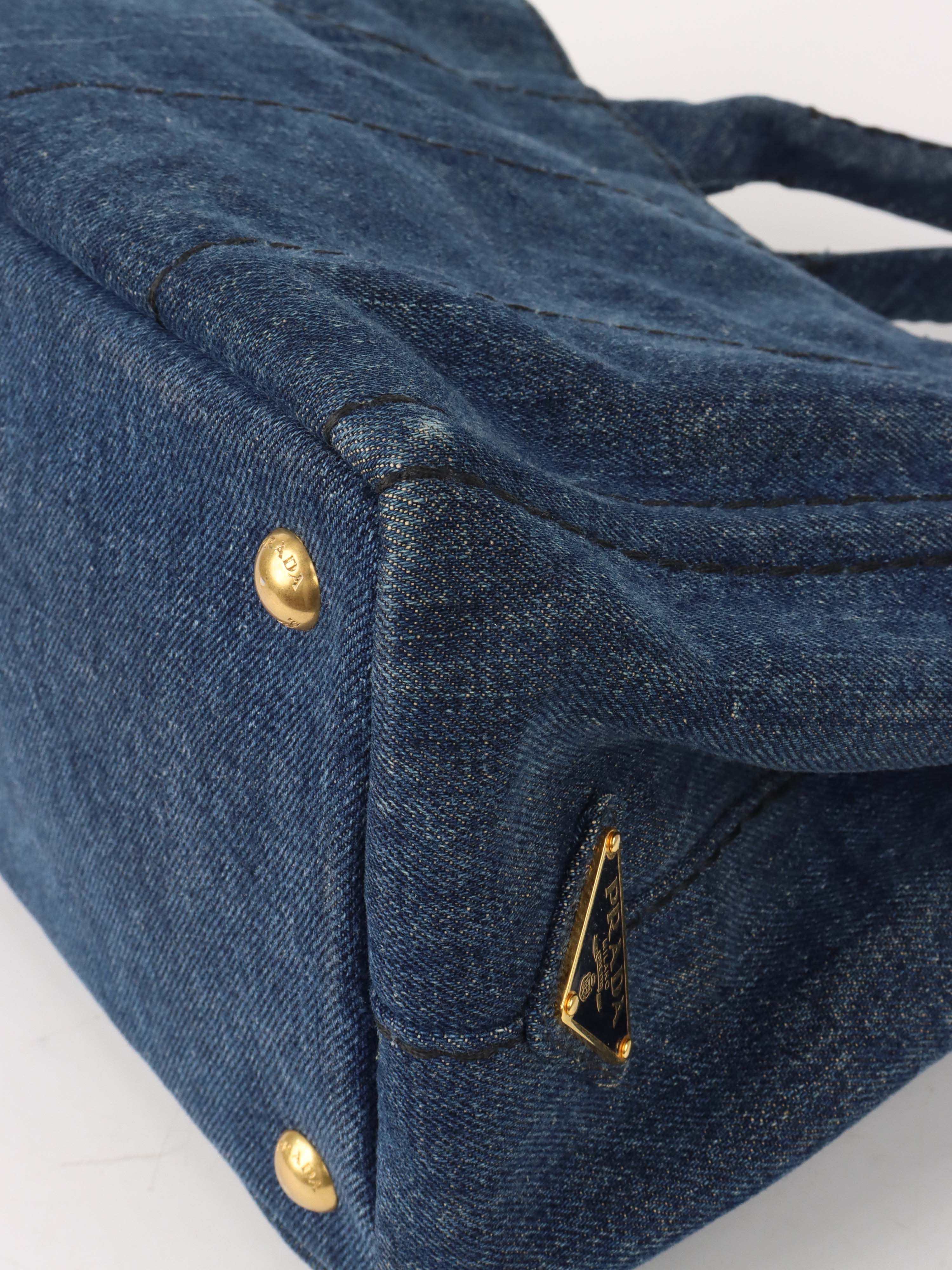 Prada Small Canapa Denim Tote.