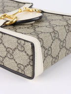 Gucci White and Canvas Horsebit 1955 Mini Bag