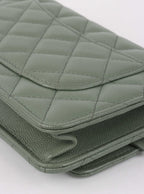 Chanel Green Iridescent Caviar Wallet on Chain.