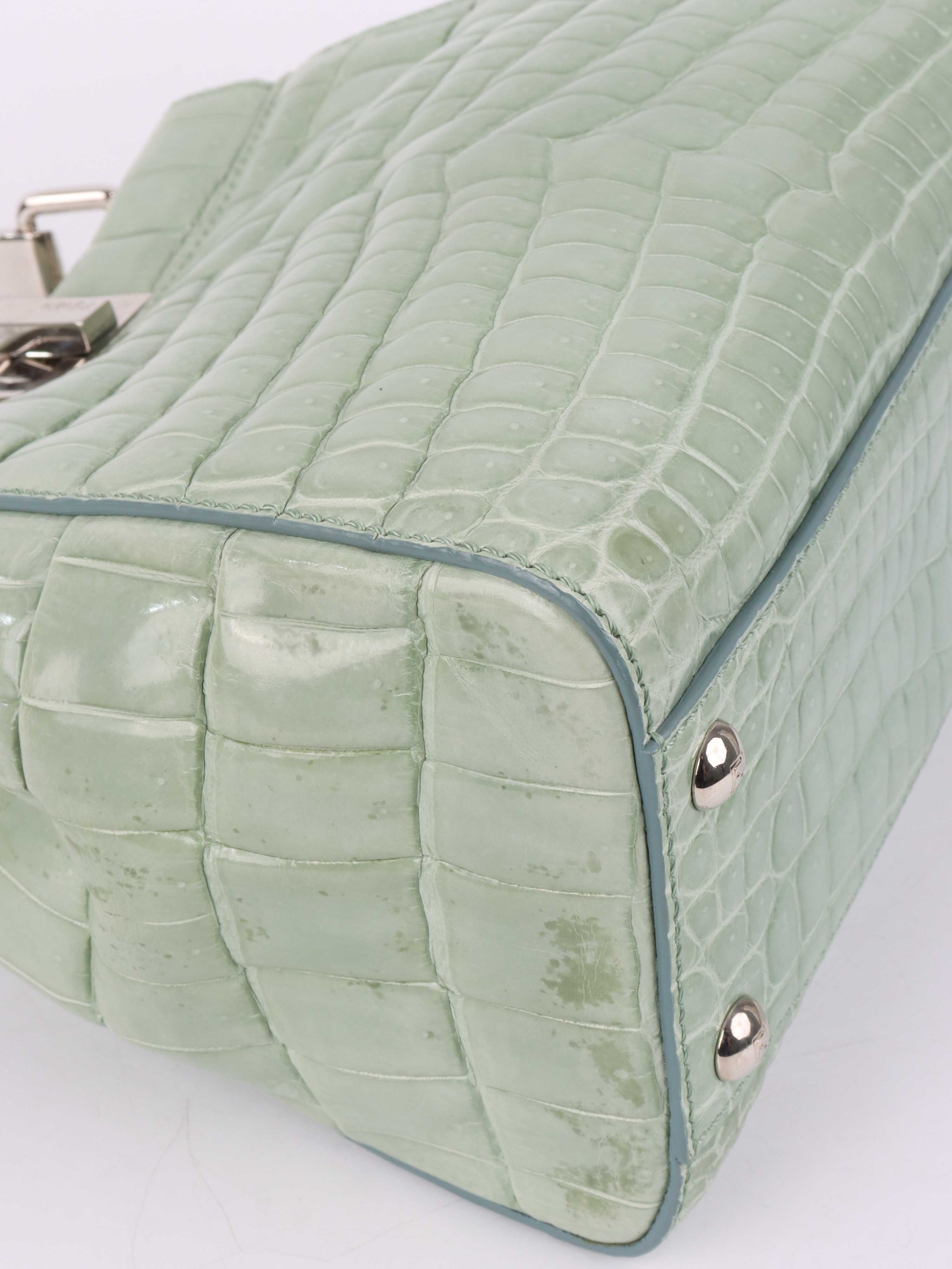 Fendi Peekaboo Crocodile Mini Mint Green