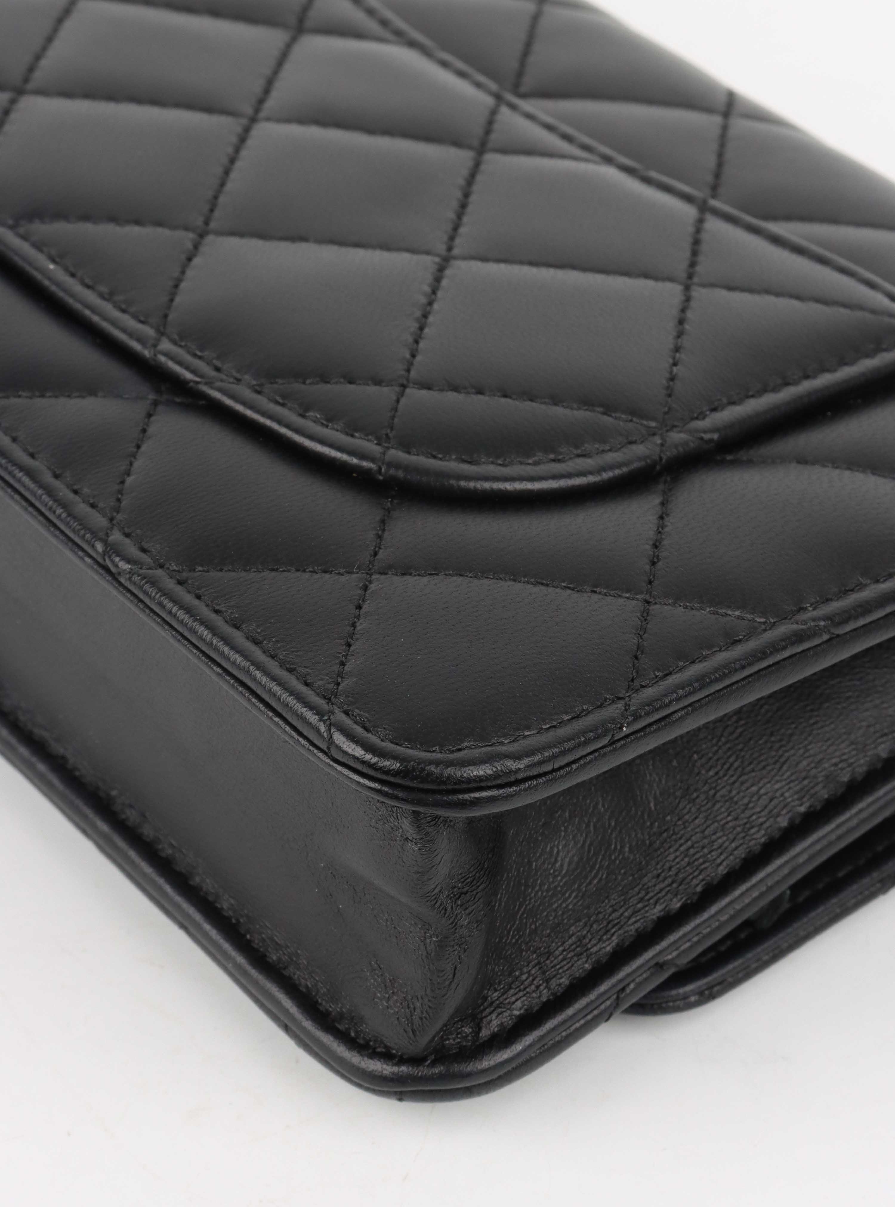 Chanel Black Lambskin Wallet on Chain SHW.