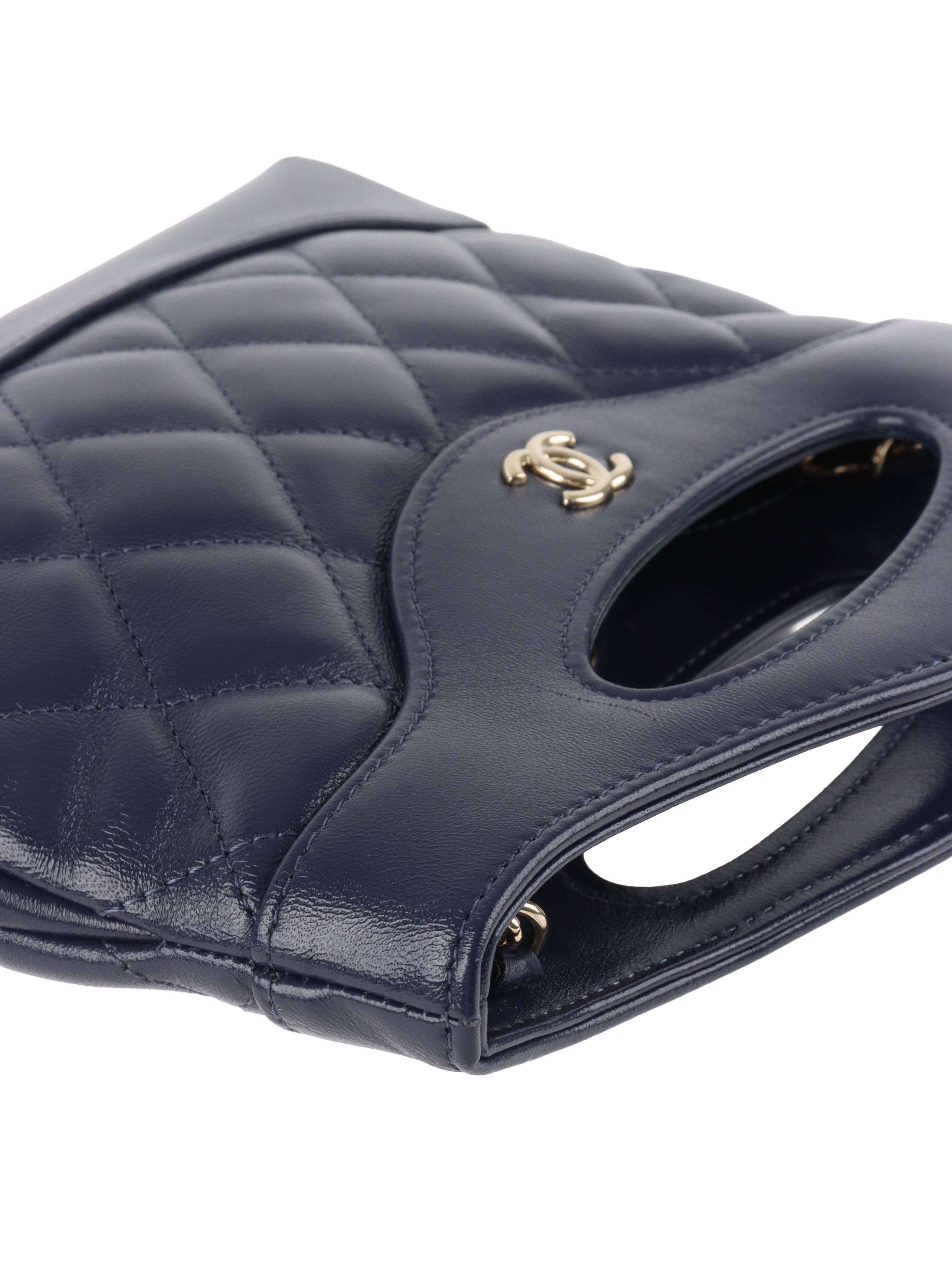 Chanel Nano 31 Navy Quilted Lambskin Bag LGHW.