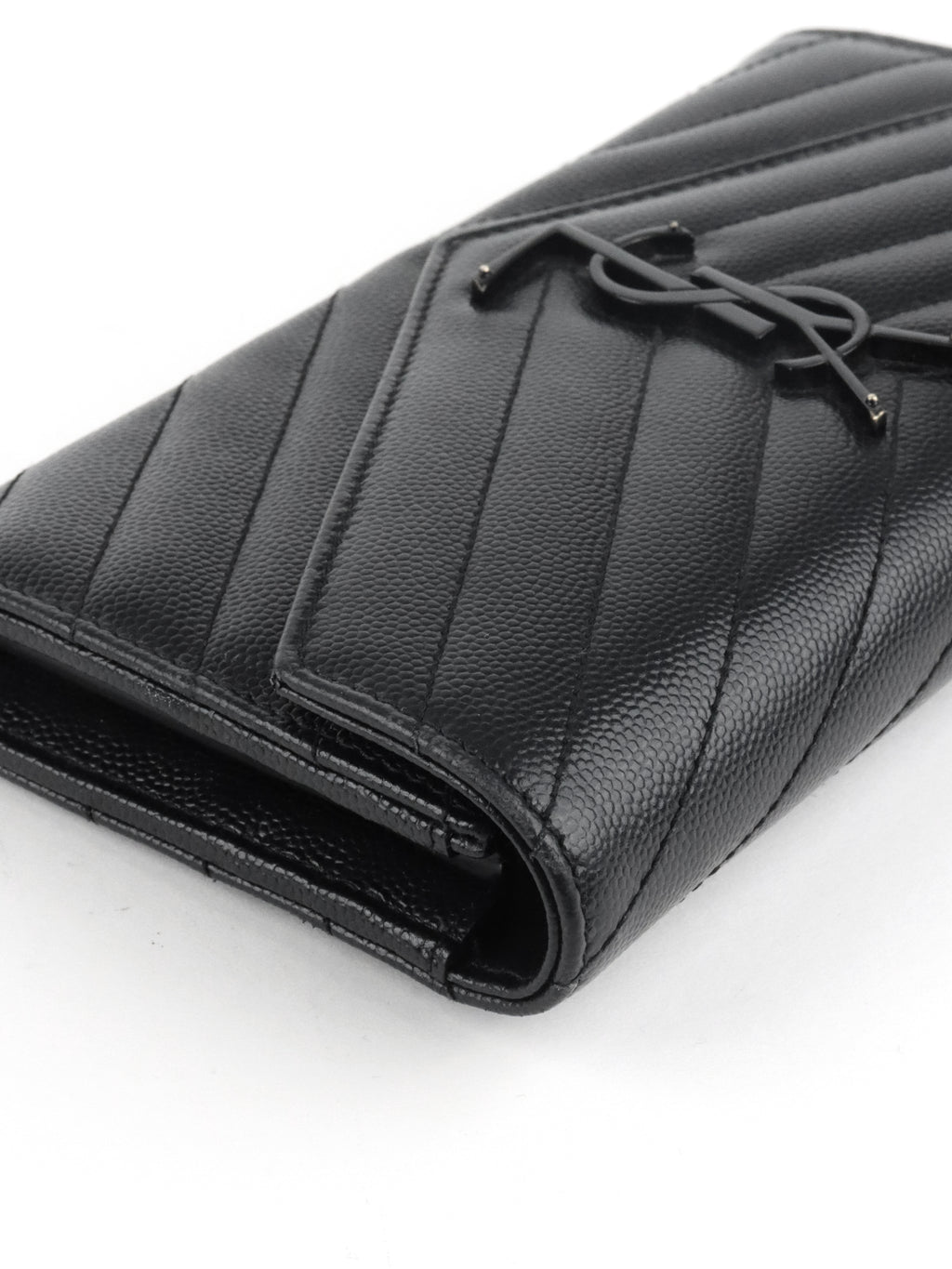 Saint Laurent Black Cassandre Matelasse Large Flap Wallet