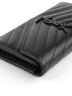 Saint Laurent Black Cassandre Matelasse Large Flap Wallet