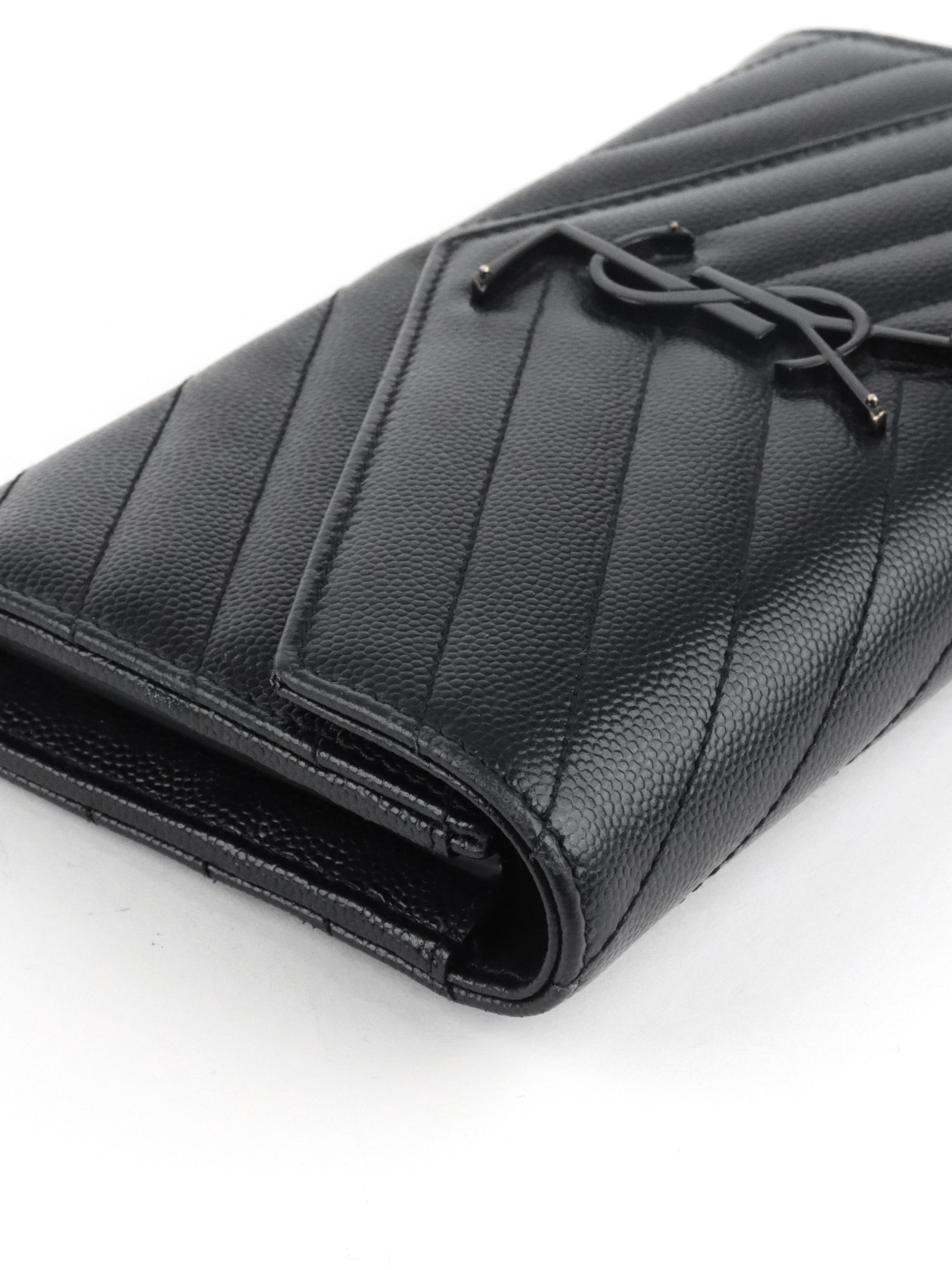 Saint Laurent Black Cassandre Matelasse Large Flap Wallet