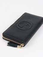 Gucci Black Soho GG Long Zip Around Wallet