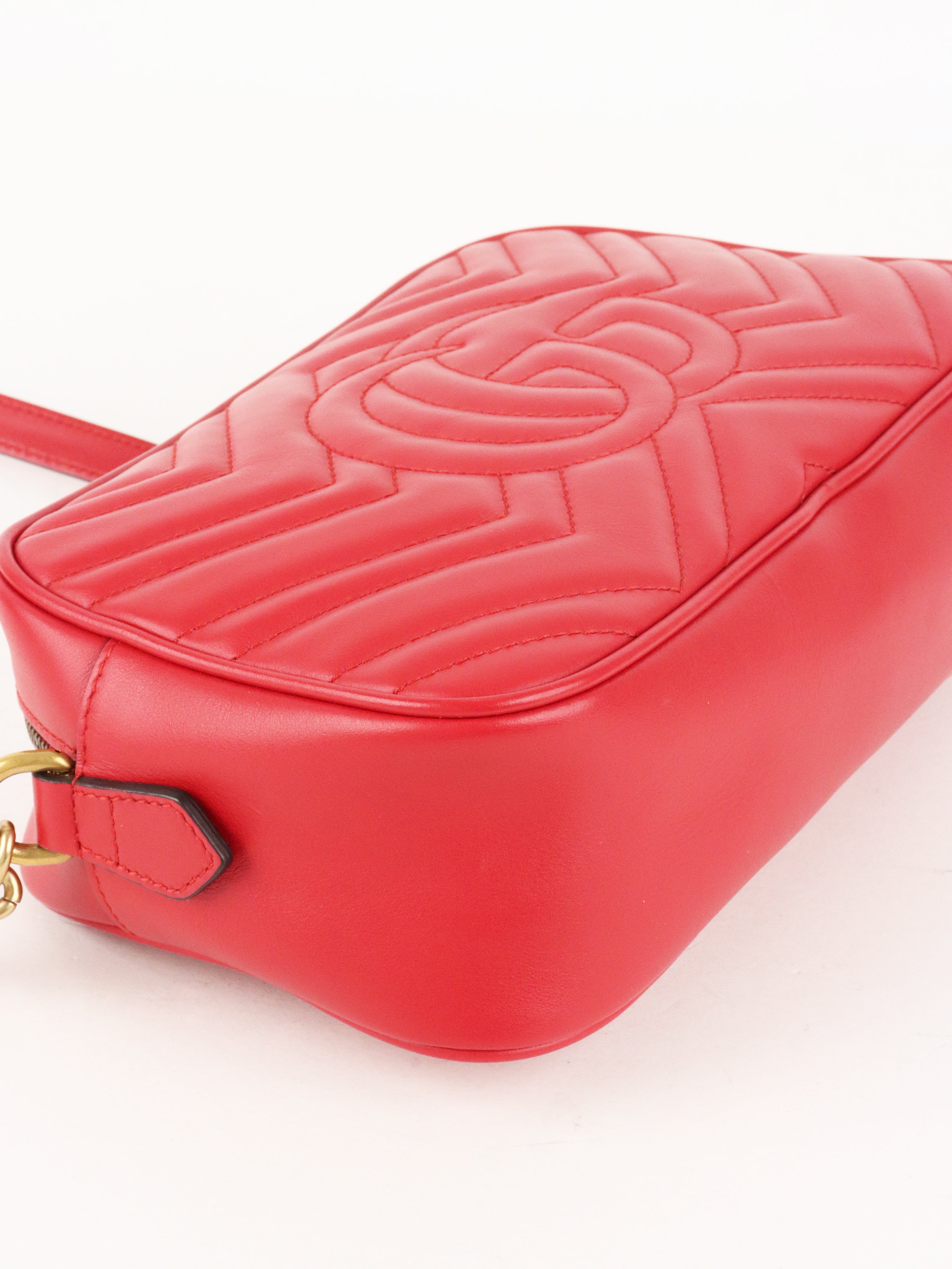 Gucci Red GG Marmont Small Camera Bag