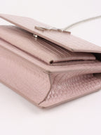 Saint Laurent Mini Pink Sunset Crocodile Embossed Leather Bag