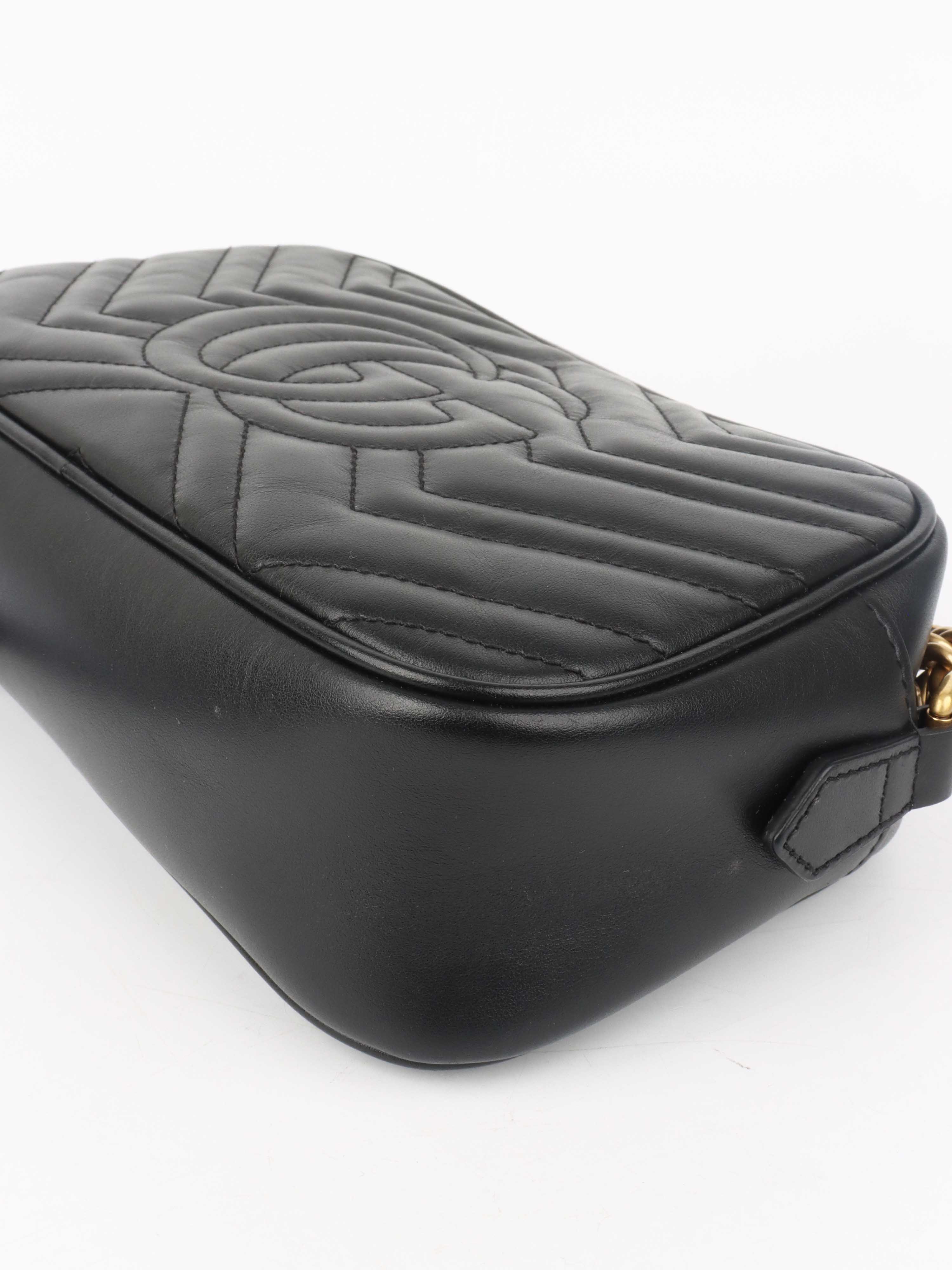 Gucci Small Black Marmont Camera Bag.