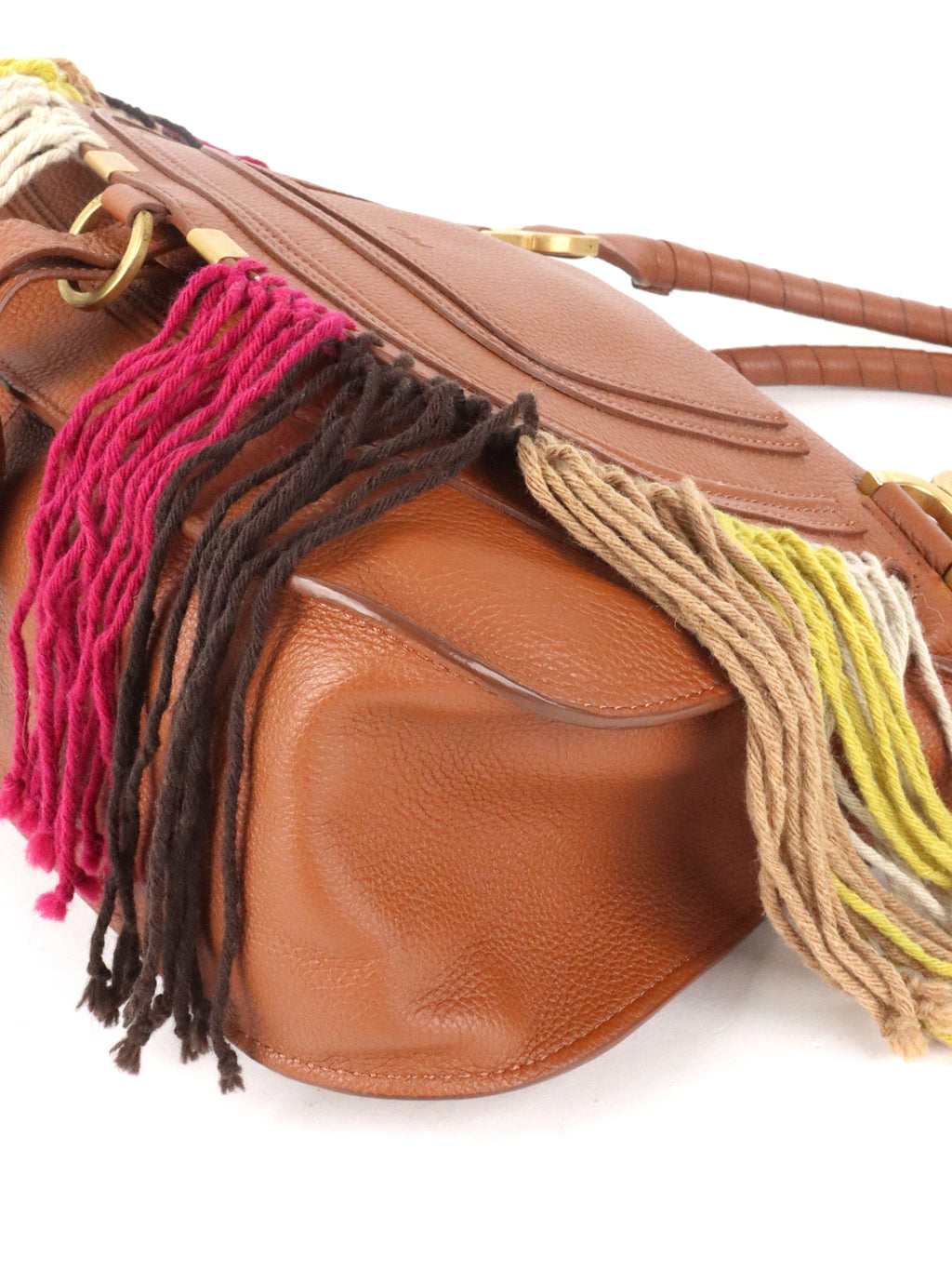 Chloe Marcie Medium Fringed Leather Tote Tan