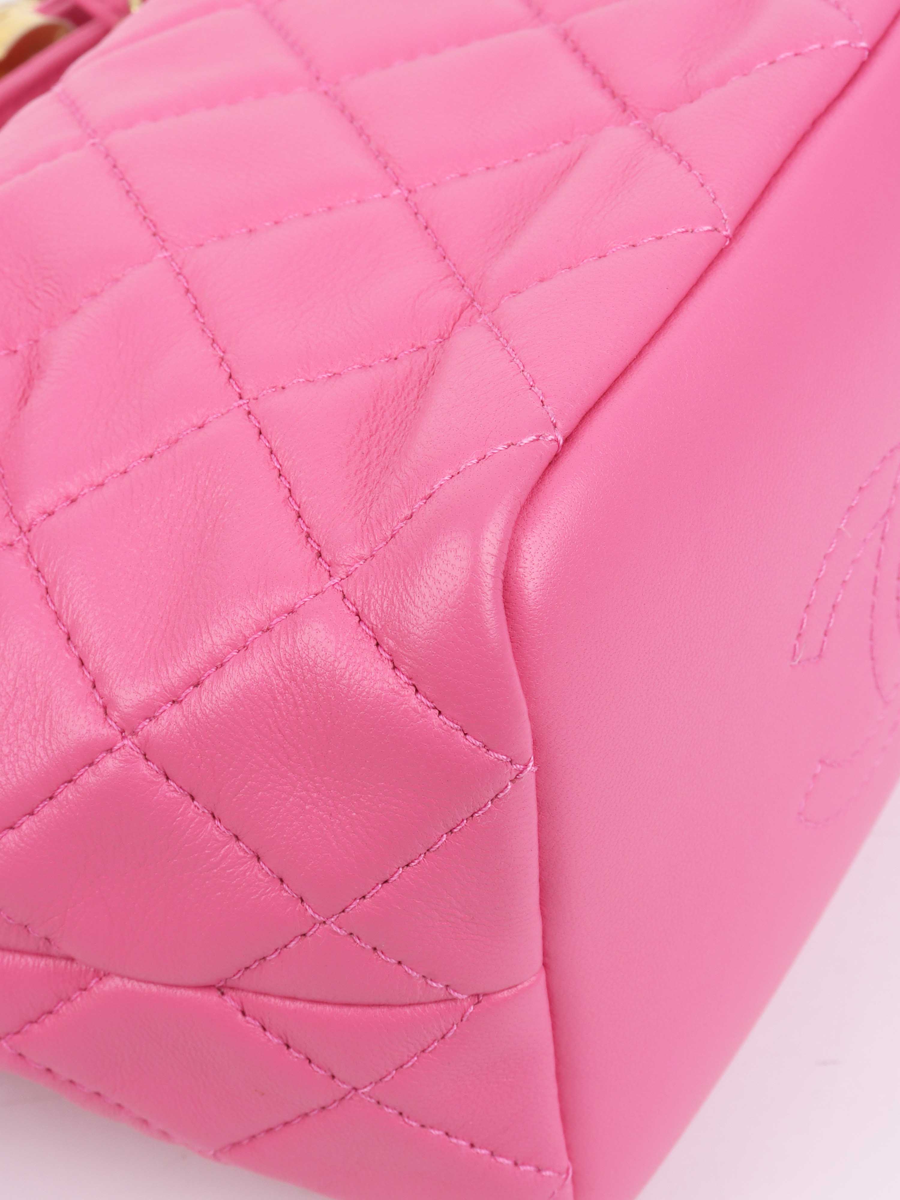 Chanel 20S Small Quilted Hobo bag Lambskin Pink GHW.