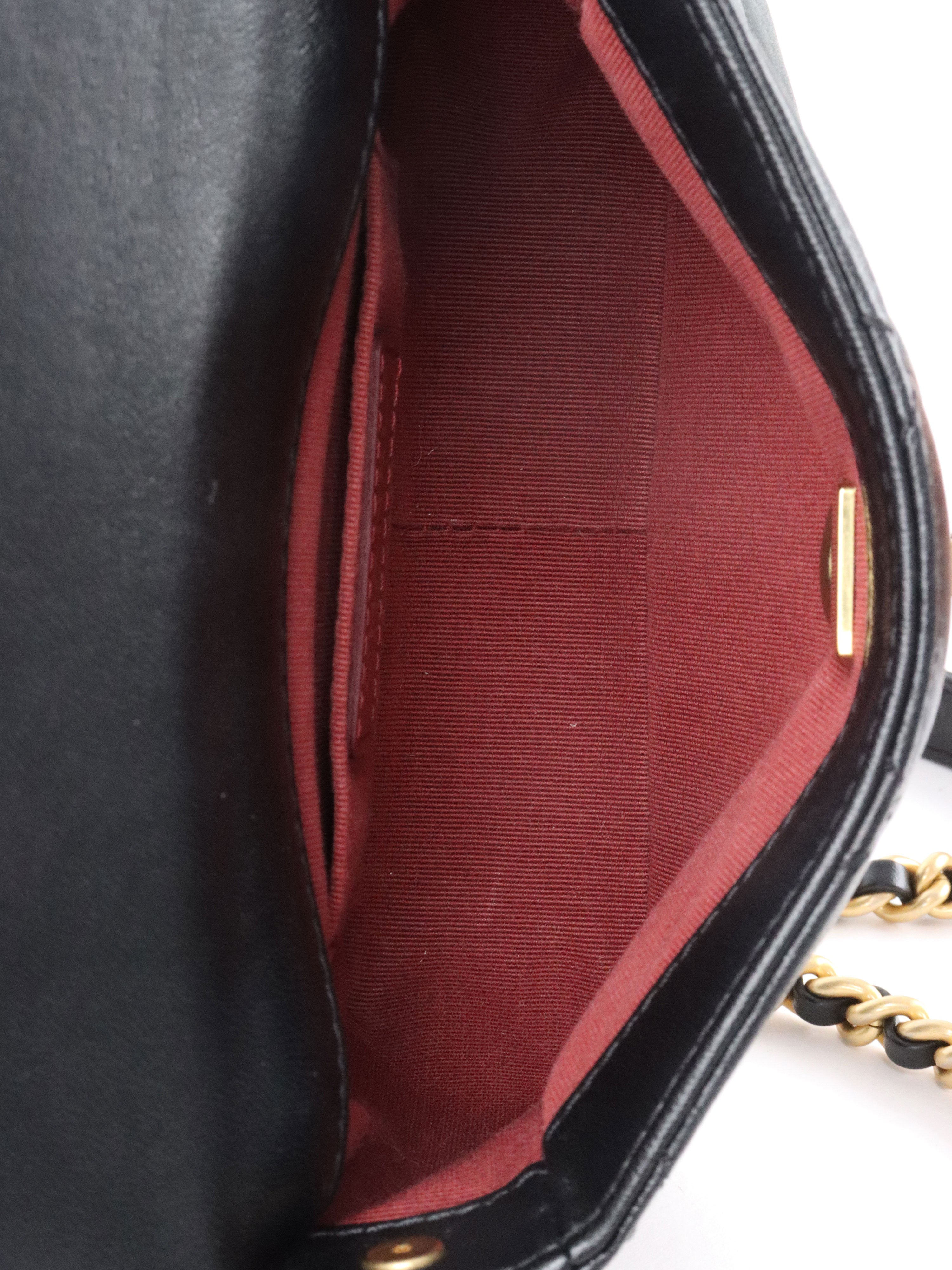 Chanel 21B Black Lambskin Quilted Mini Square Flap Bag GHW