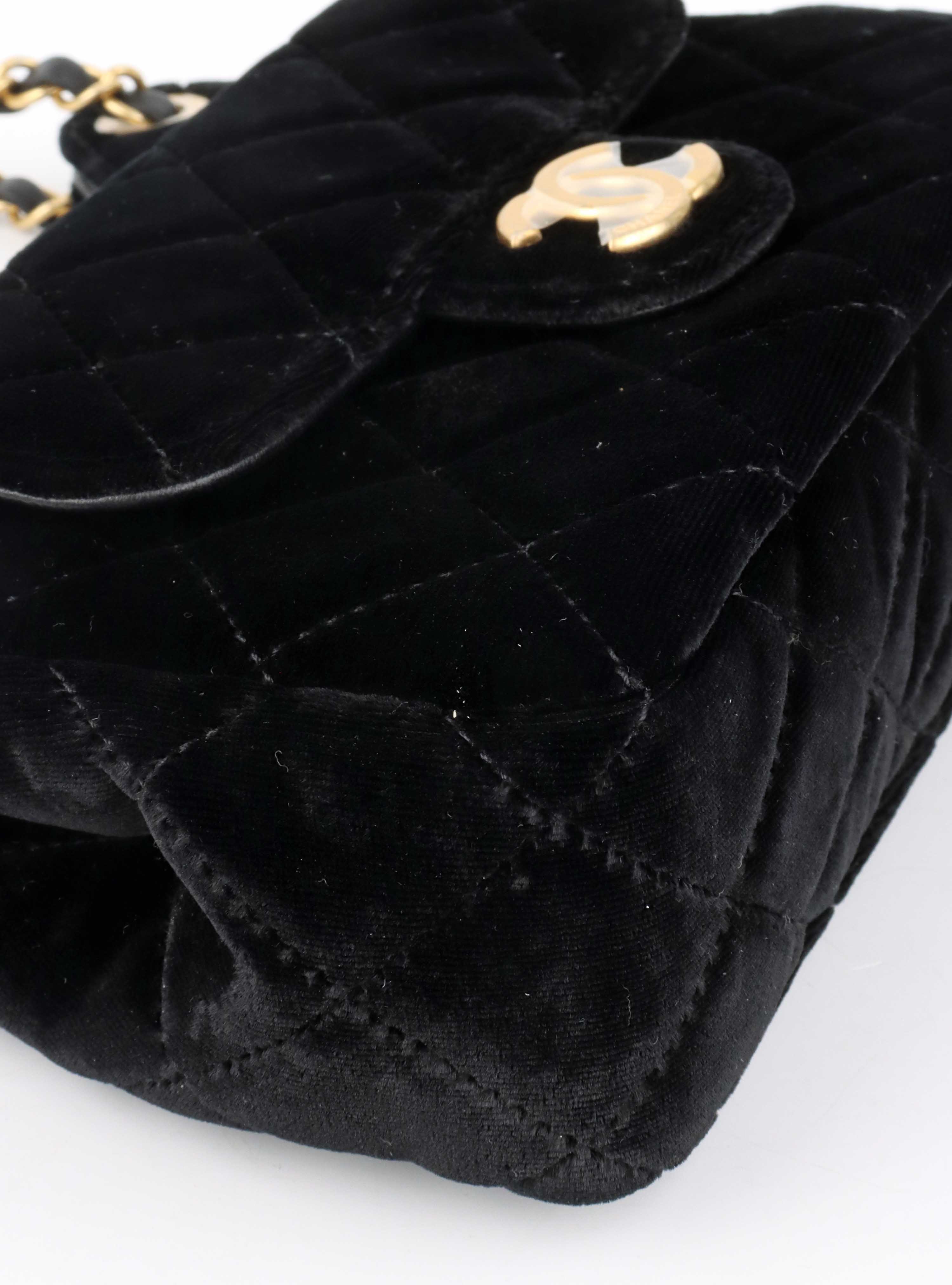 Chanel Black Small Quilted Velvet Wavy CC Hobo Bag.