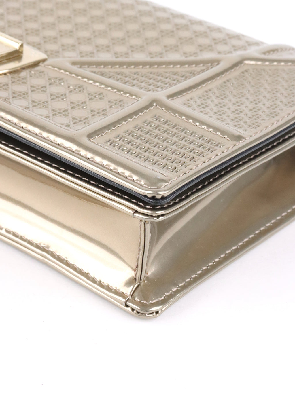 Dior Gold Metallic Diorama Wallet On Chain