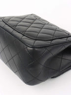 Chanel Black Lambskin Square Classic Flap with Pearl Crush