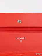 Chanel Red Patent Wallet on Chain SHW