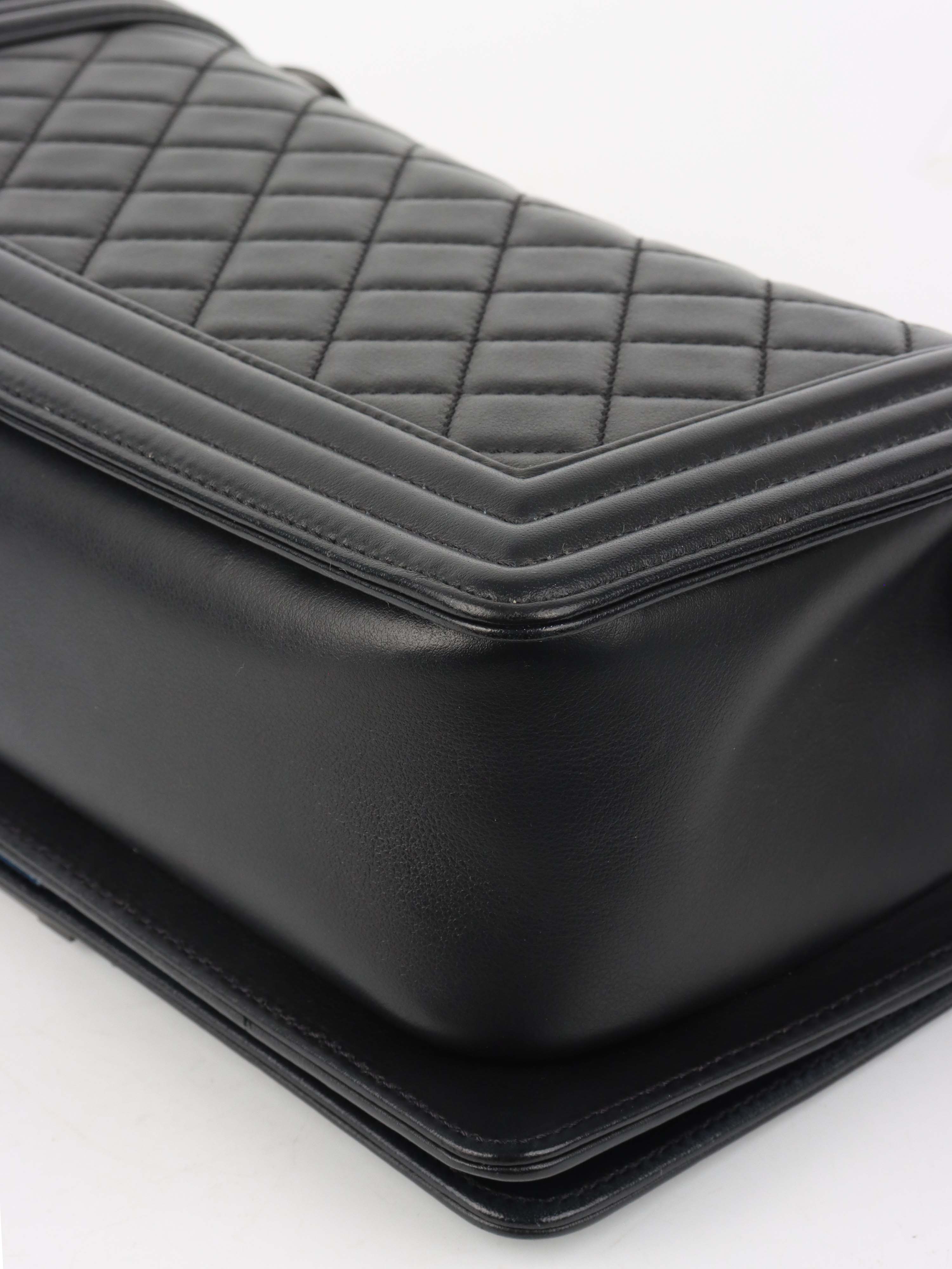 Chanel So Black Medium Lambskin Boy Bag.