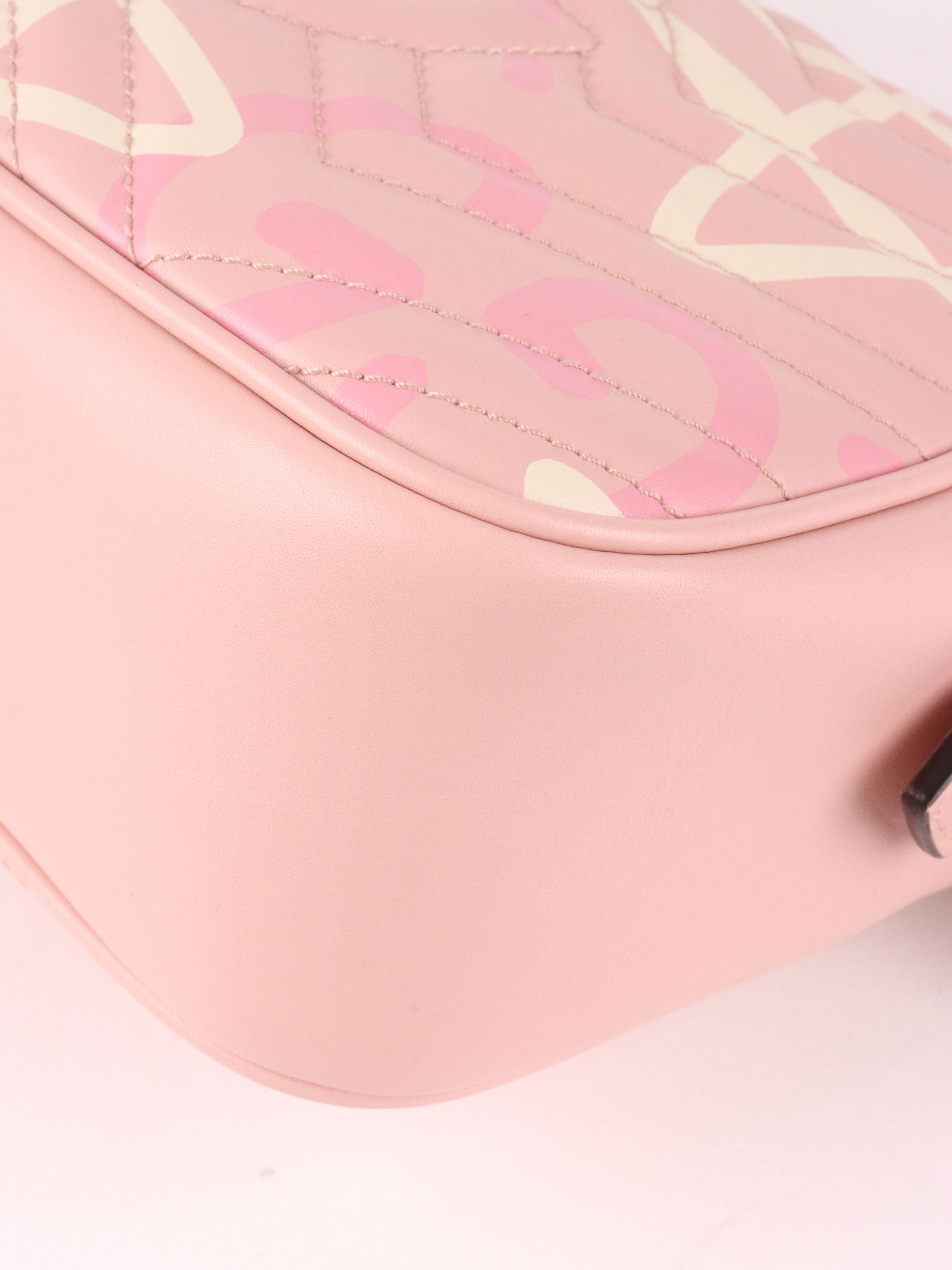 Gucci Pink Small GG Ghost Marmont Matelasse Camera Bag