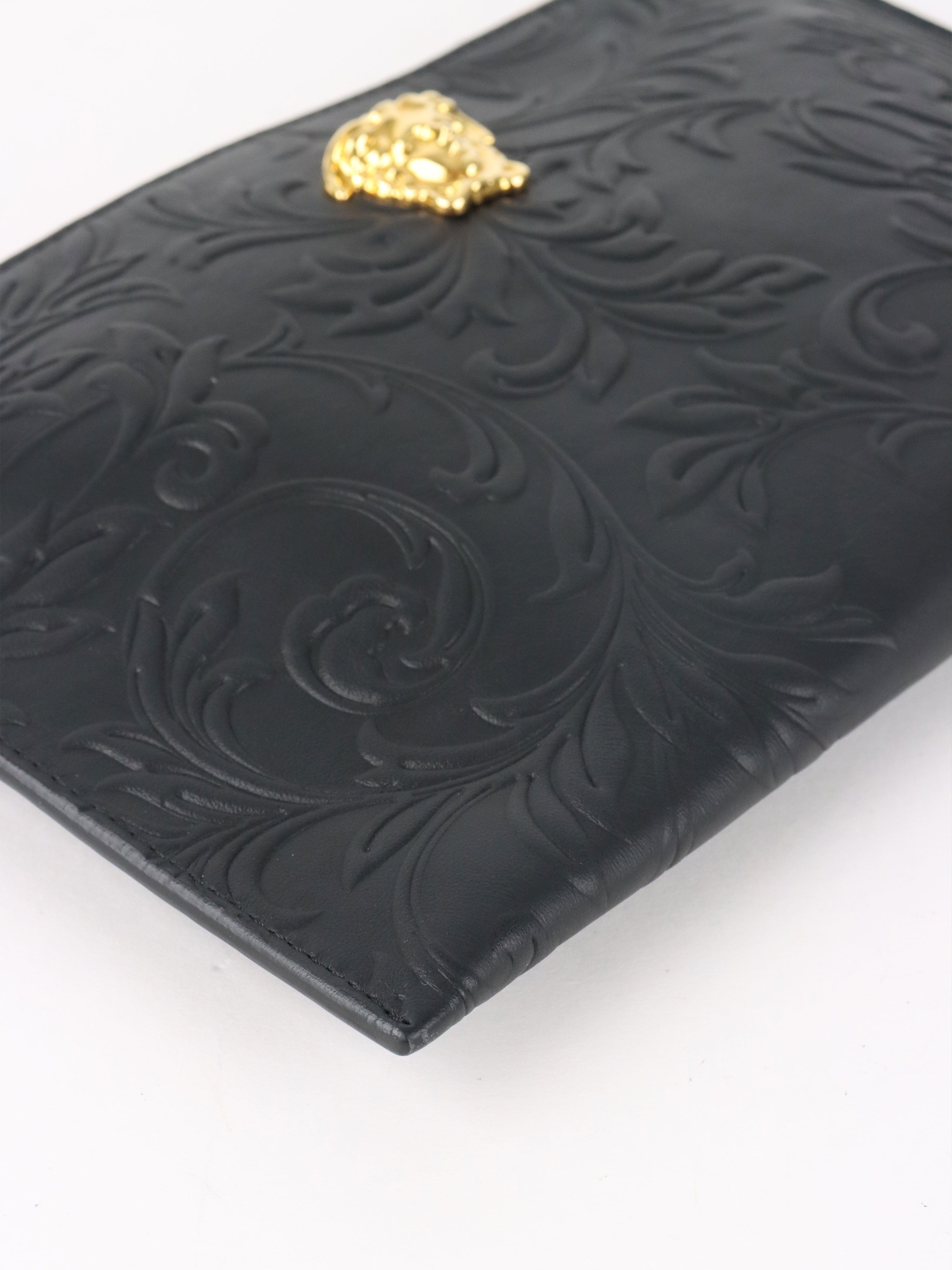 Versace Black Medusa Floral Clutch
