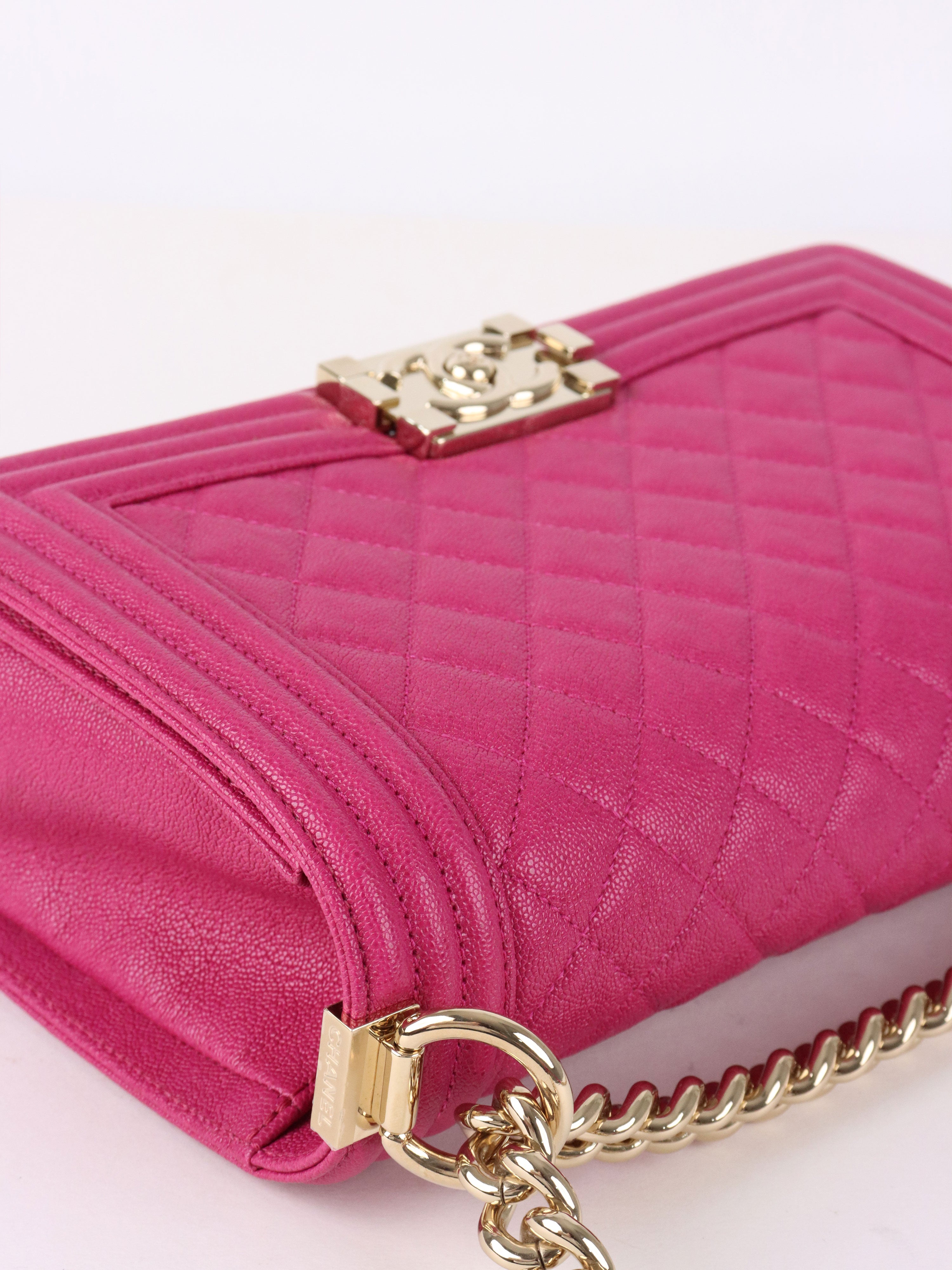 Chanel Berry Pink Medium Caviar Boy Bag LGHW