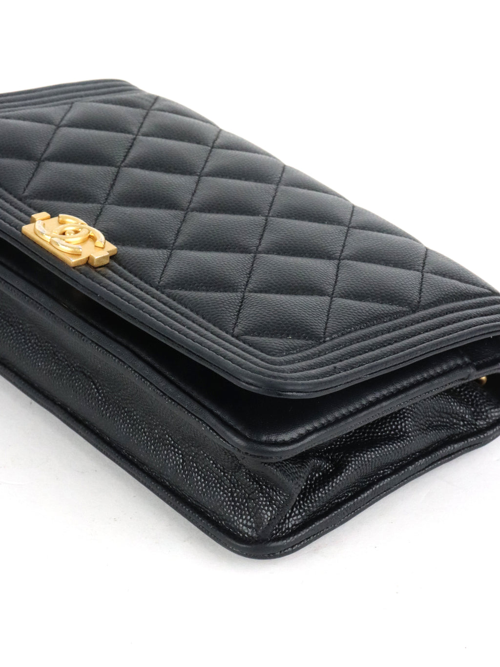 Chanel Black Caviar Boy Wallet On Chain GHW