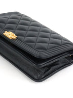 Chanel Black Caviar Boy Wallet On Chain GHW