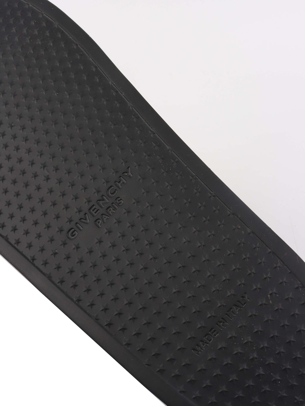 Givenchy Black/ Orange Iridescent Logo Slide Sandal.