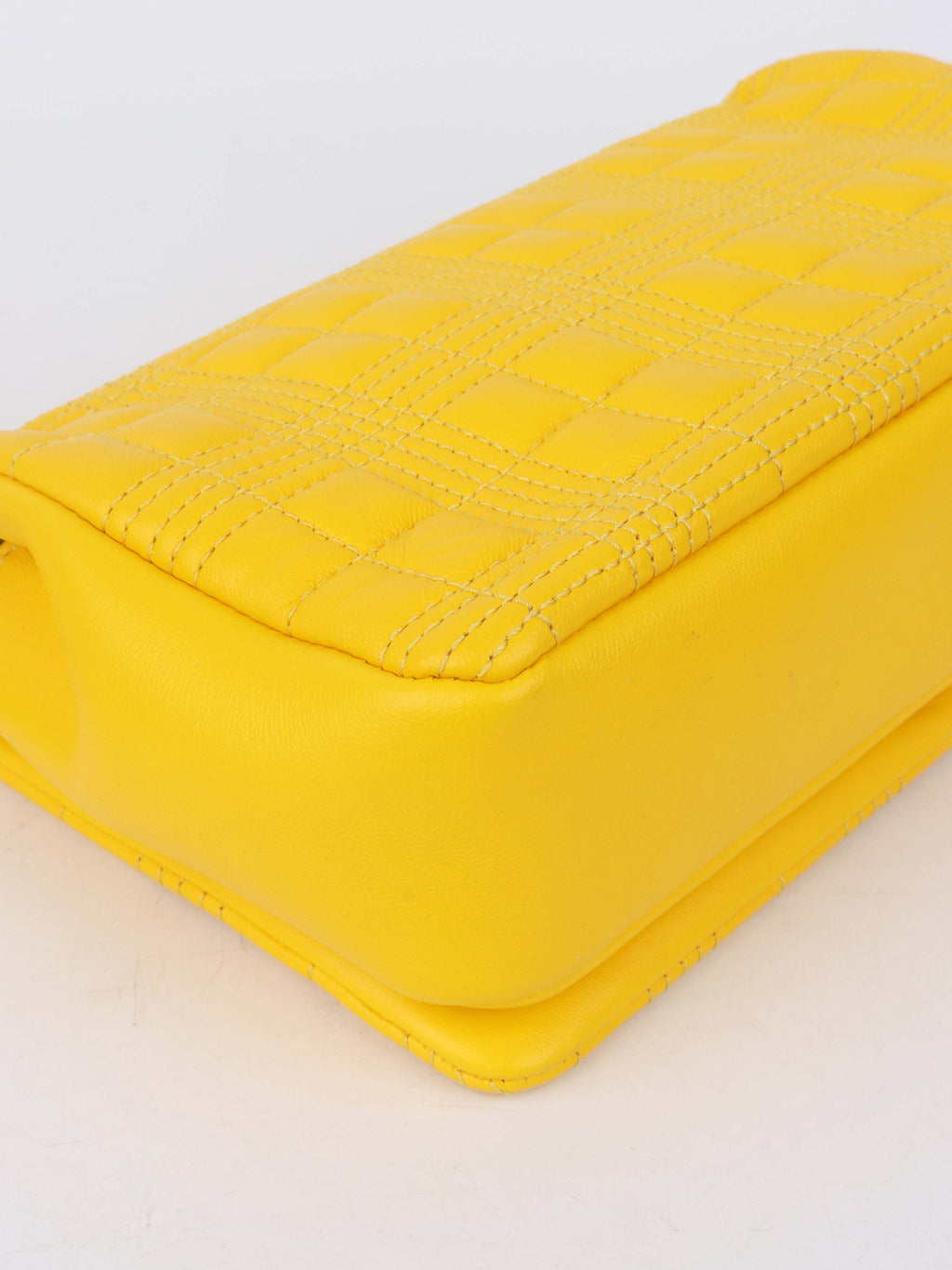 Burberry Yellow Quitled Leather Small Lola Bag.