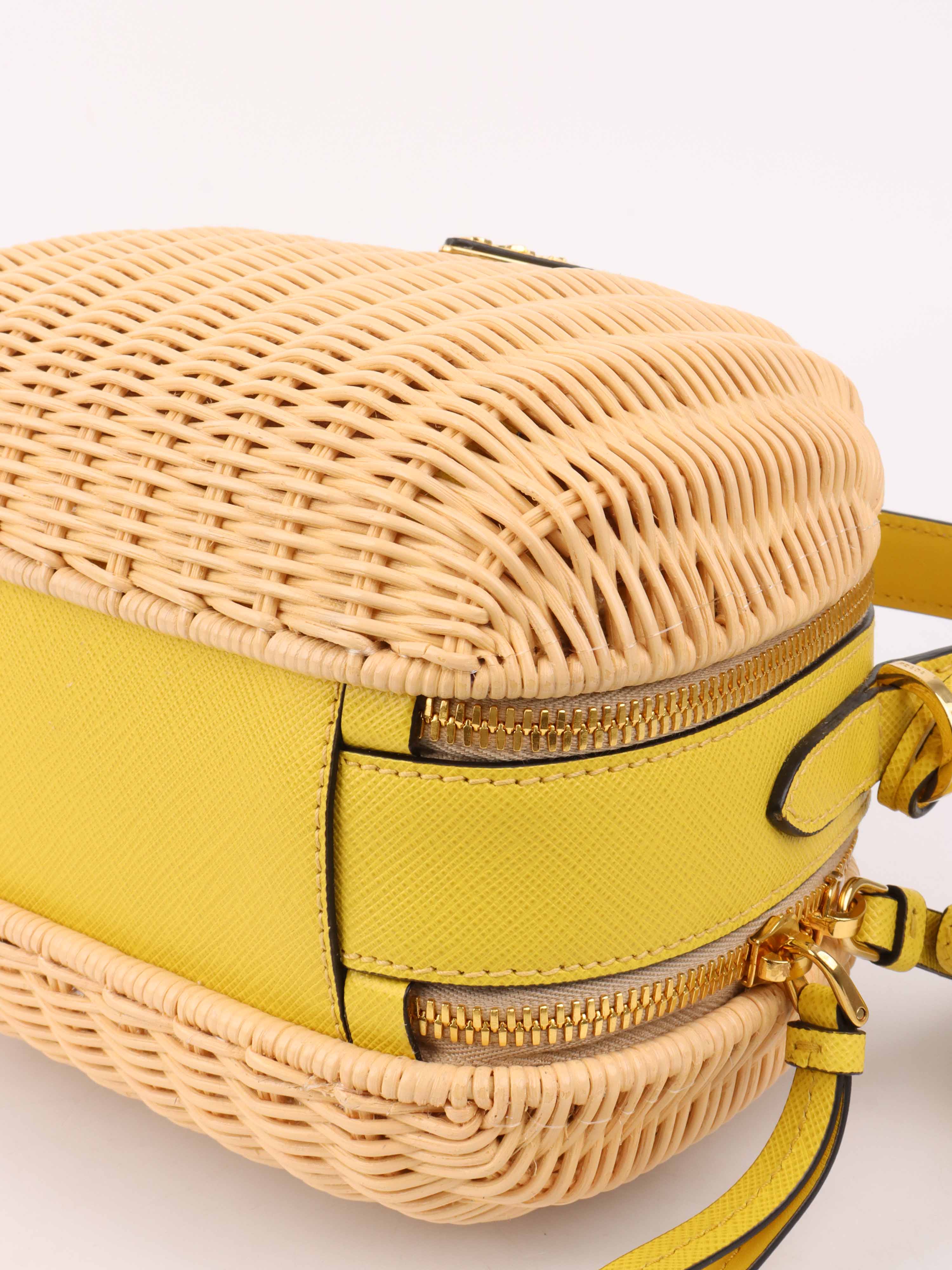 Prada Odette Yellow Wicker Bag.