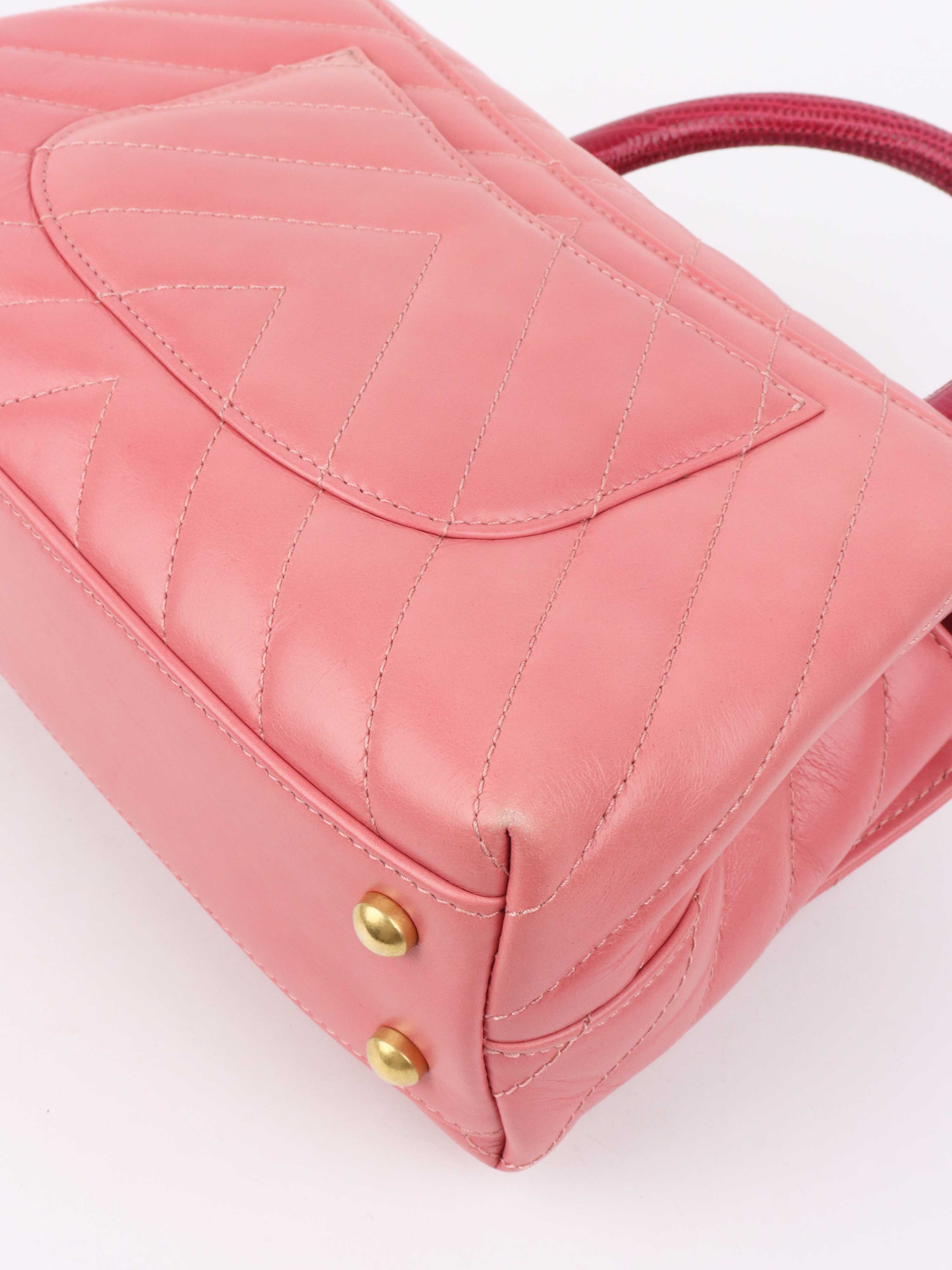 Chanel Small Pink Chevron Coco Handle Bag.