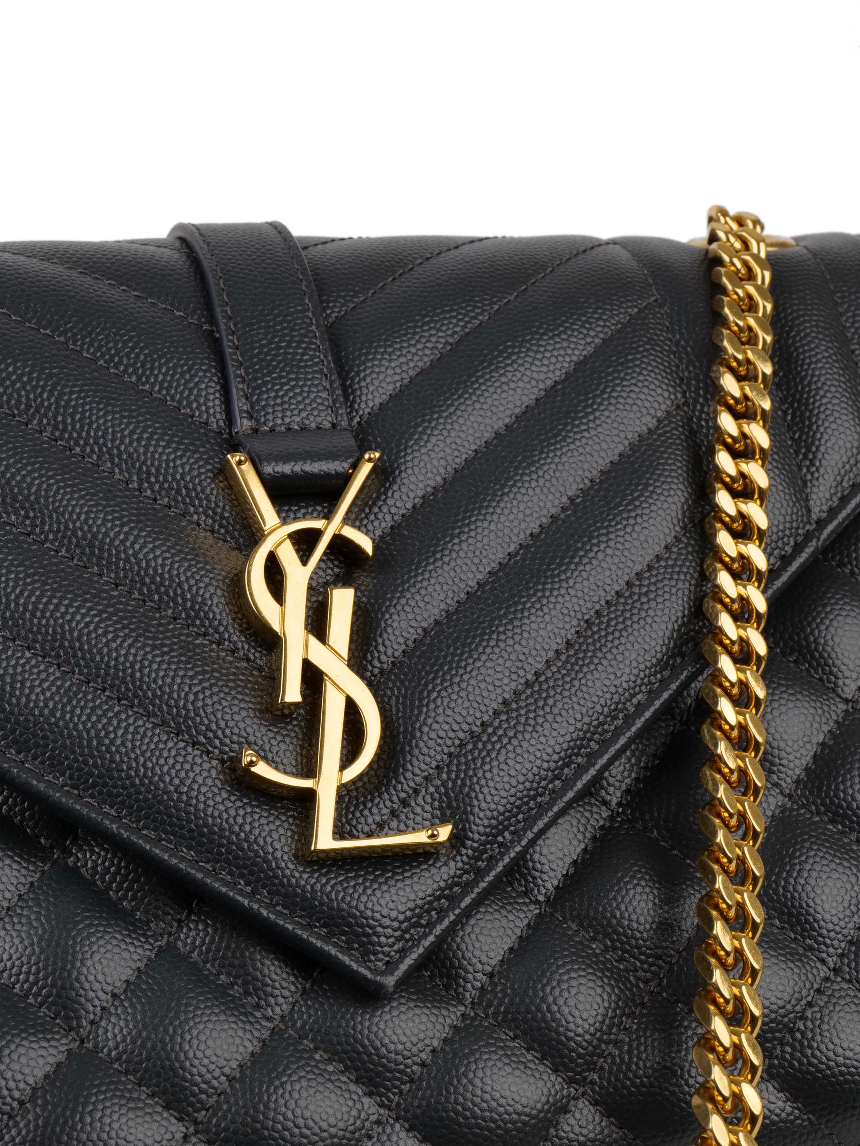 Saint Laurent Medium Cassandra Envelope Bag in Grey.