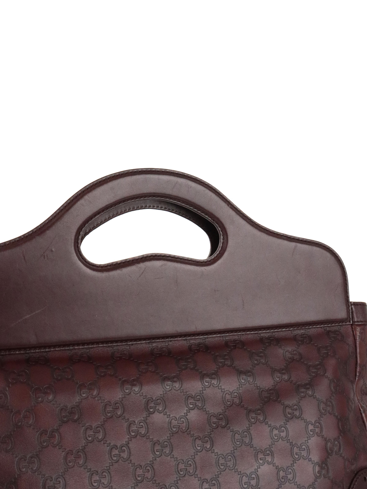 Gucci Vintage Medium Burgundy Guccissima Punch Top Handle Tote