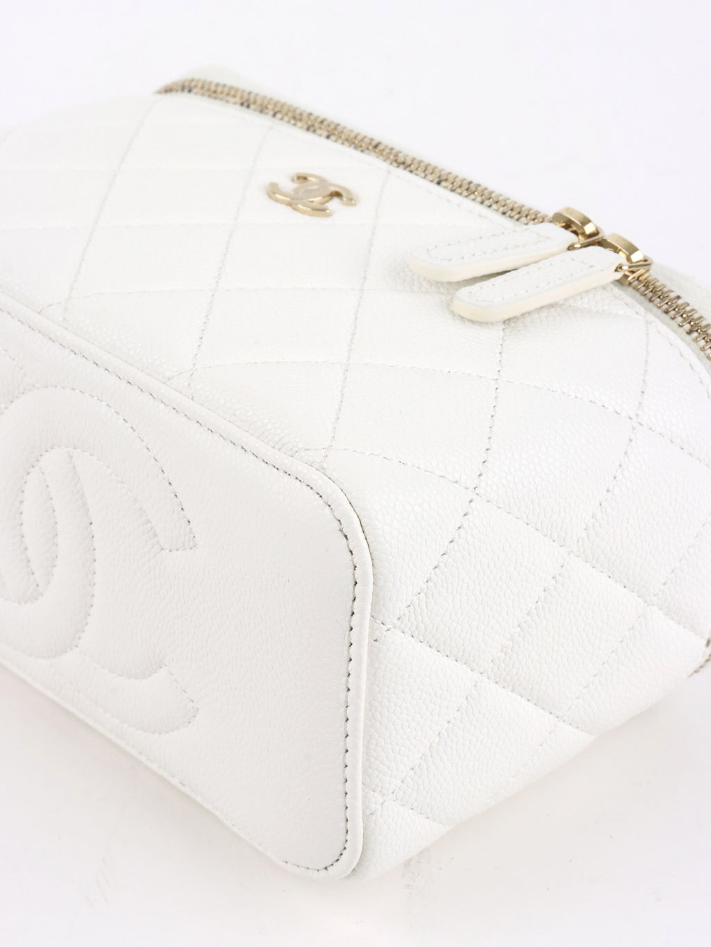 Chanel White Caviar Vanity Case