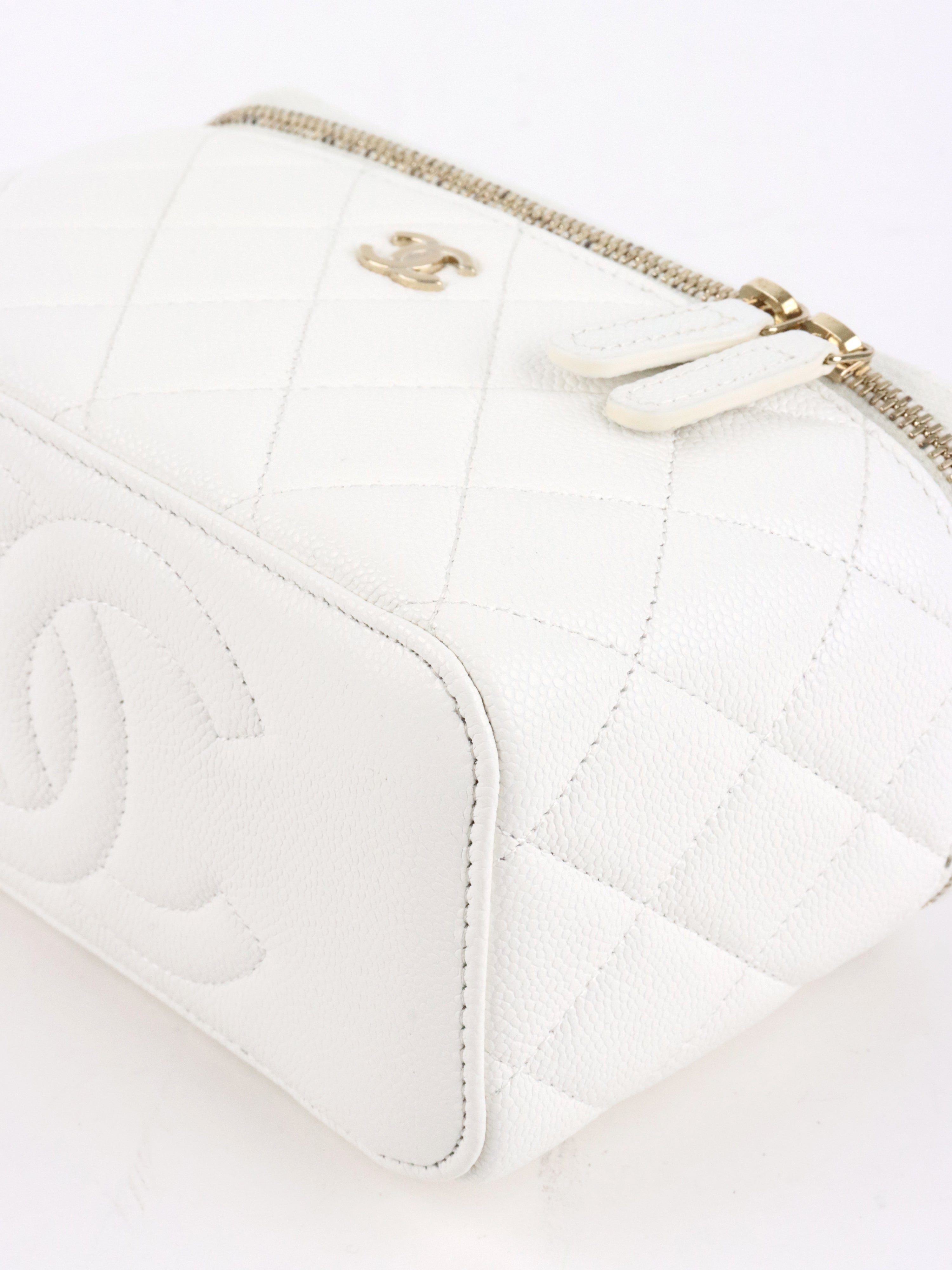 Chanel White Caviar Vanity Case