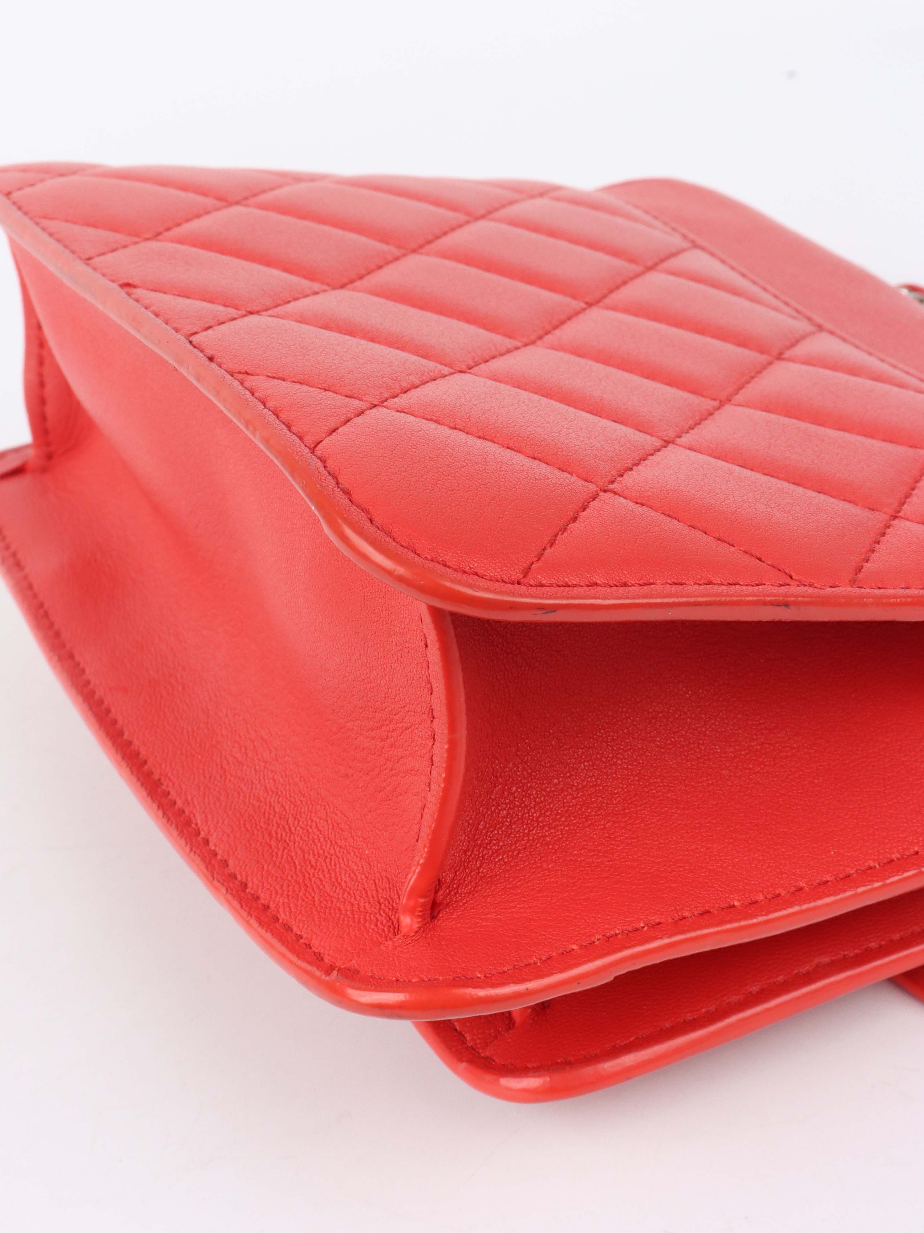 Chanel Red Quilted Two-tone CC Flap Bag