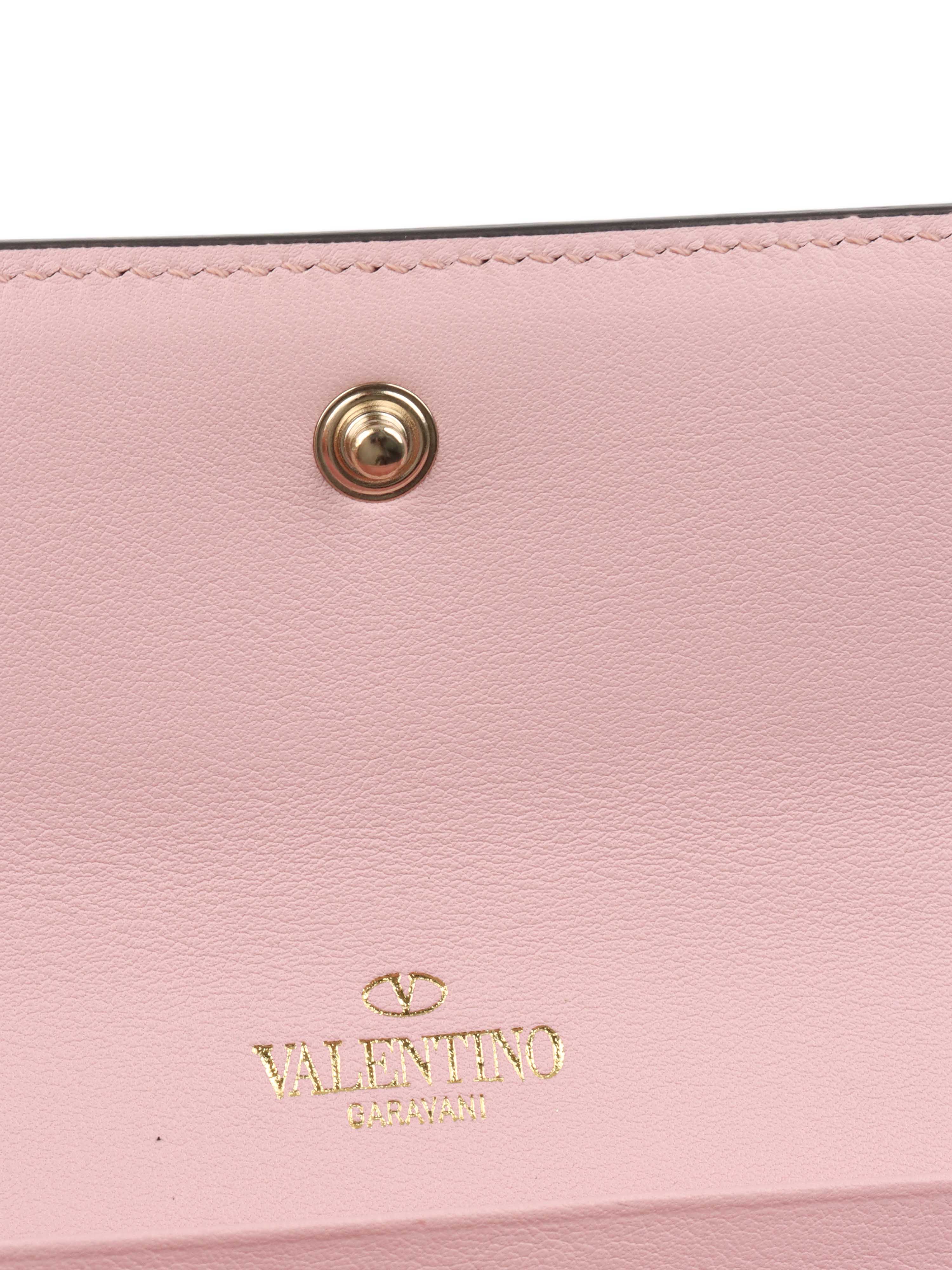 Valentino Pink Rockstud Wallet with Wristlet.