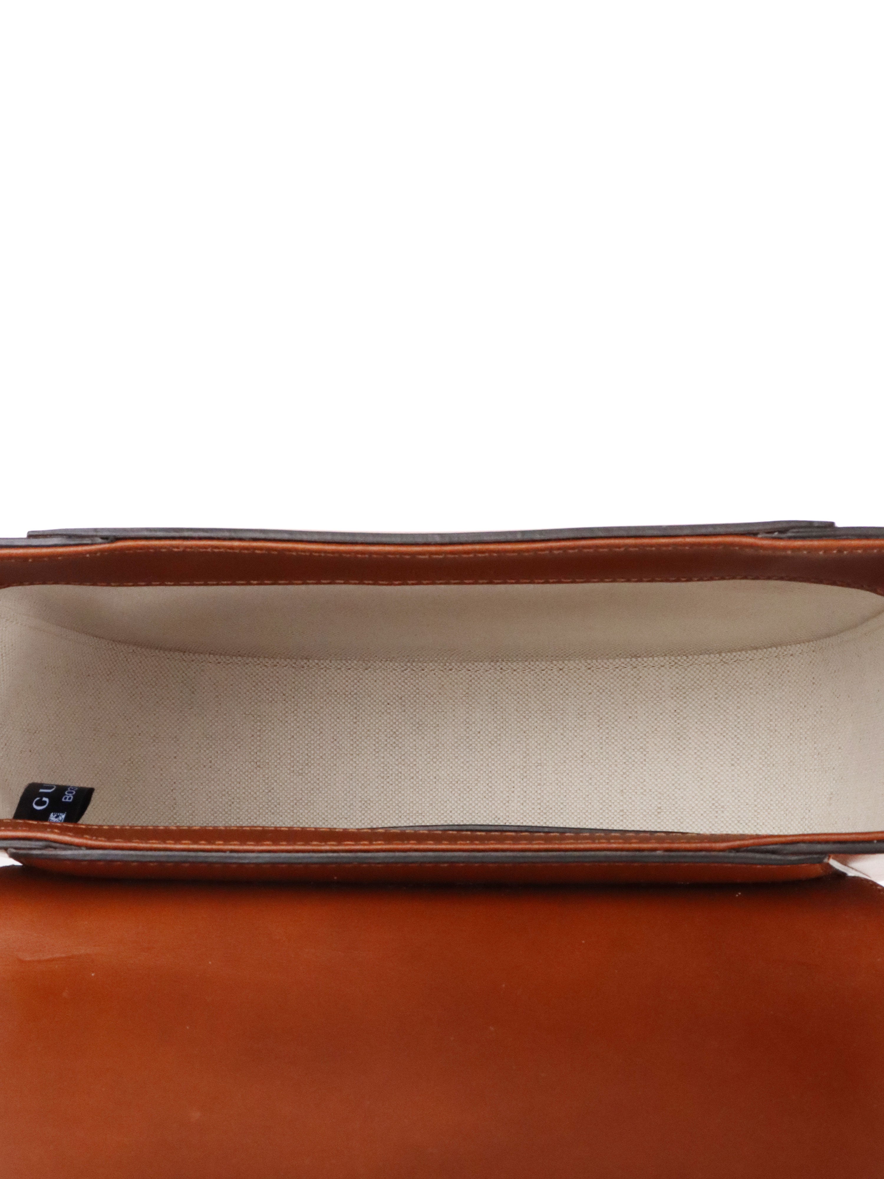 Gucci Brown Charisma Logo Embossed Leather Shoulder Bag