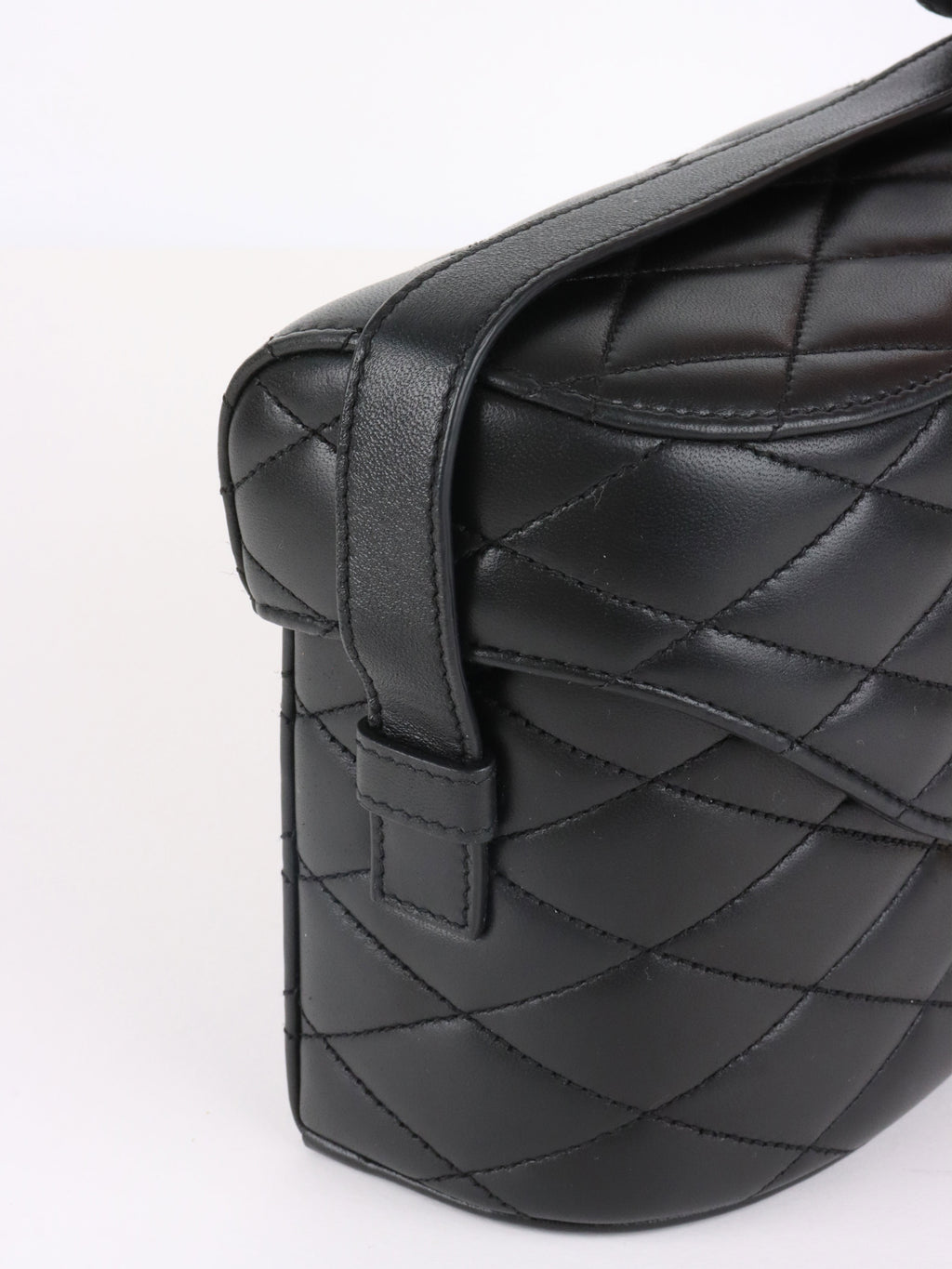 Saint Laurent  Black Quilted Lambskin June Box Shoulder Bag.